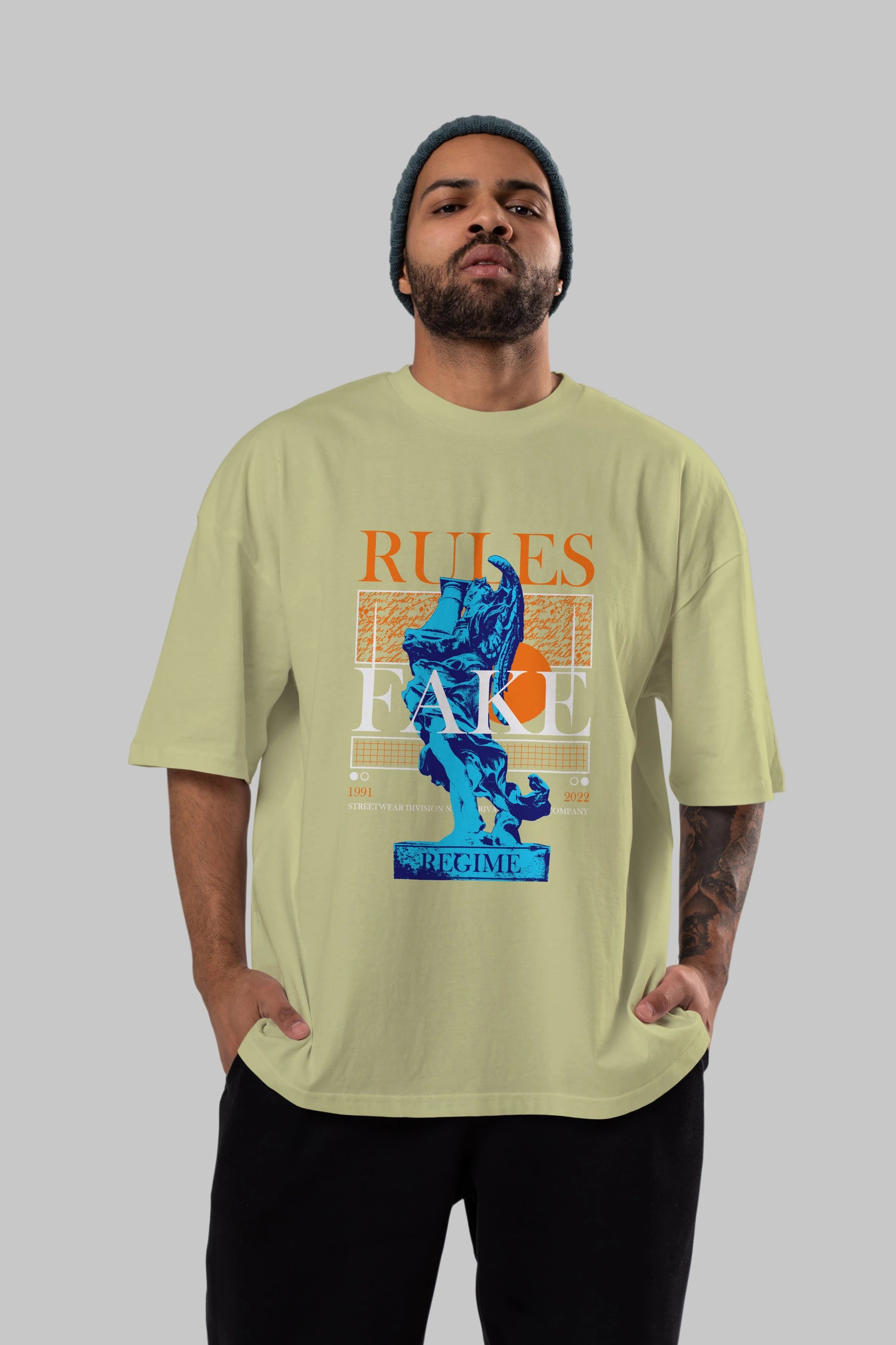 Rules Fake Ön Baskılı Oversize t-shirt Erkek Kadın Unisex