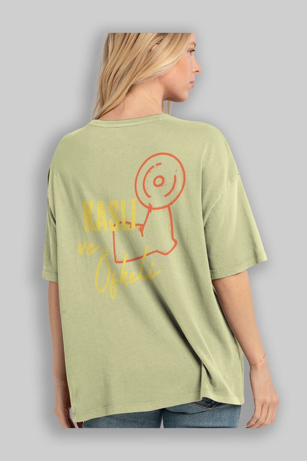 Kaslı ve Öfkeli Yazılı Arka Baskılı Oversize t-shirt Erkek Kadın Unisex