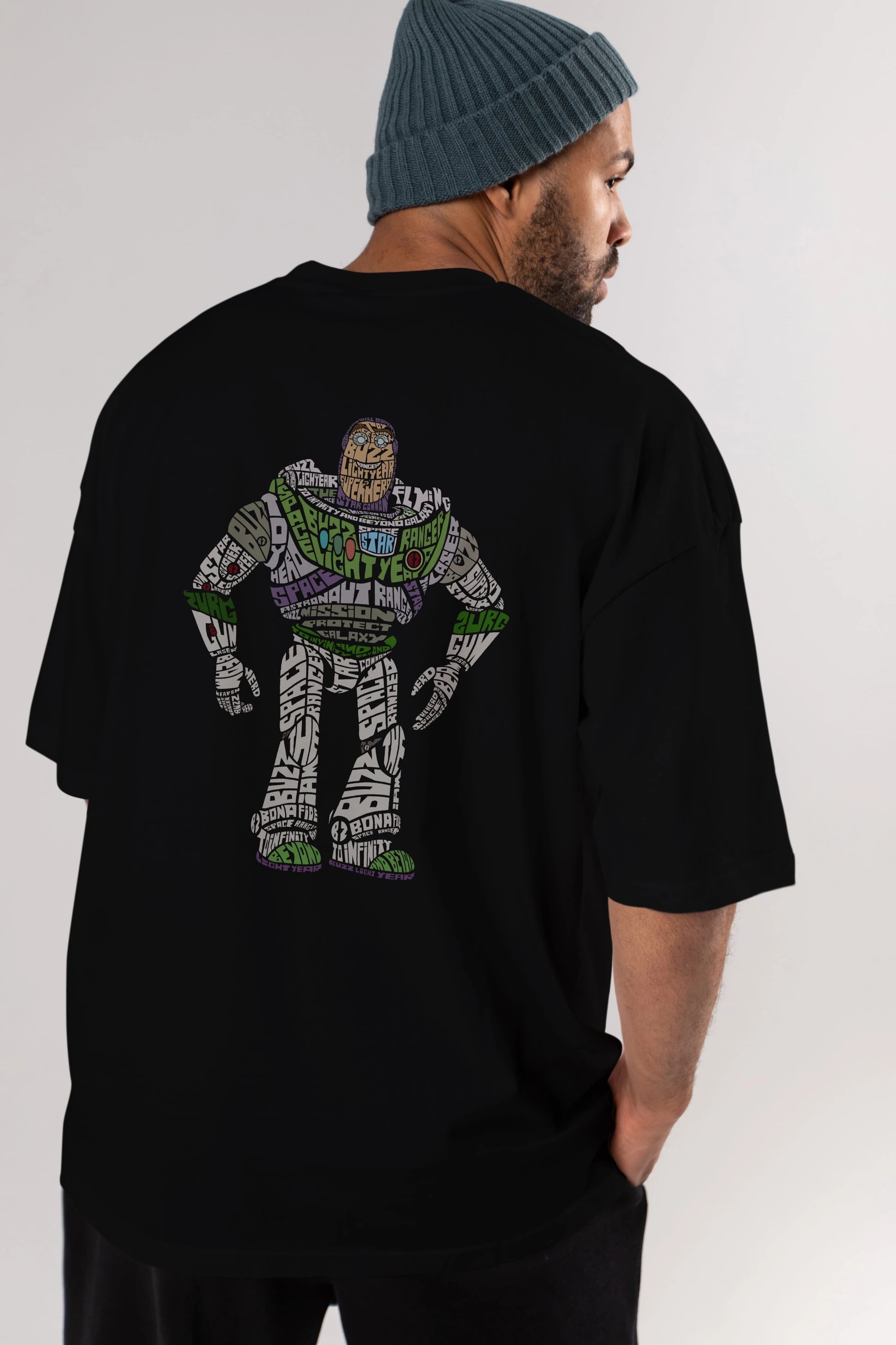 Buzz Arka Baskılı Oversize t-shirt %100 pamuk Erkek Kadın Unisex
