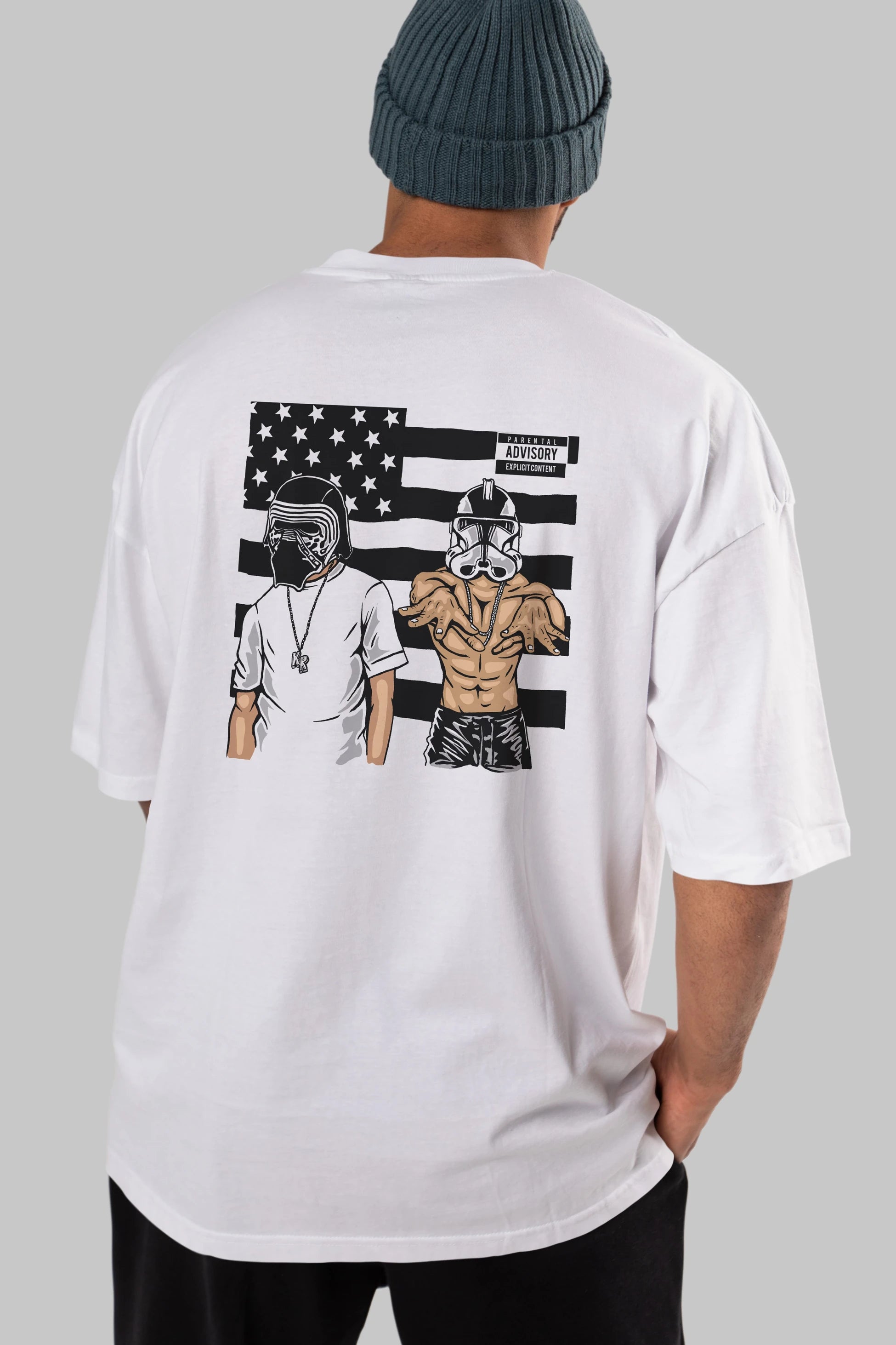 Darkonia Arka Baskılı Oversize t-shirt Erkek Kadın Unisex %100 Pamuk