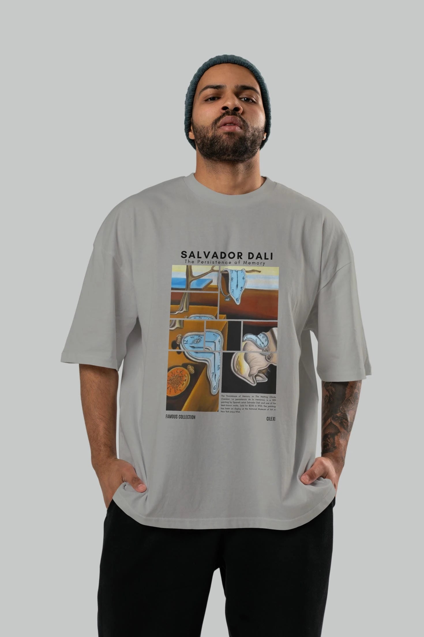 Salvador Dali ön Baskılı Oversize t-shirt Erkek Kadın Bisiklet Yaka Pamuk tişort