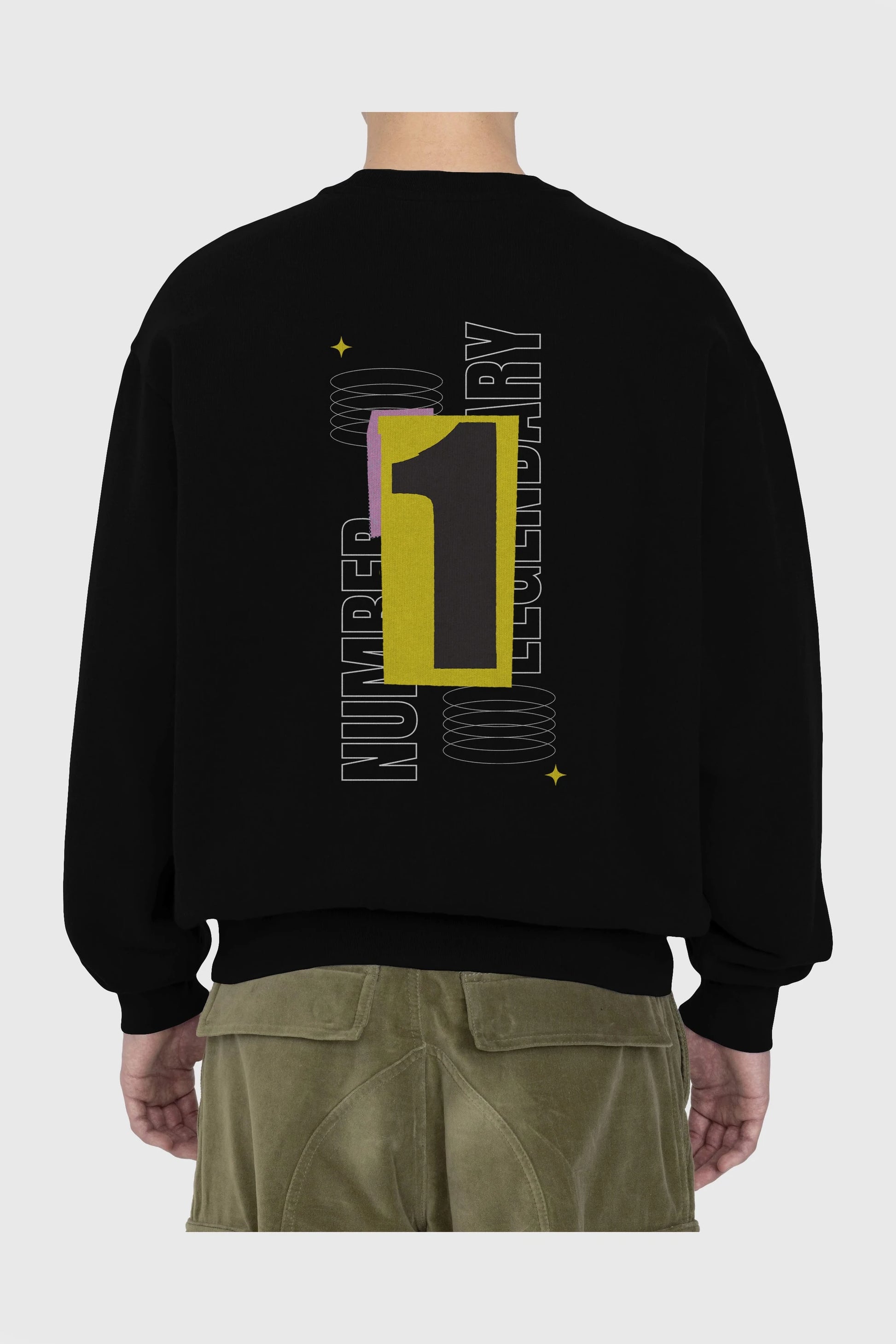 Number 1 Yazılı Arka Baskılı Oversize Sweatshirt Erkek Kadın Unisex