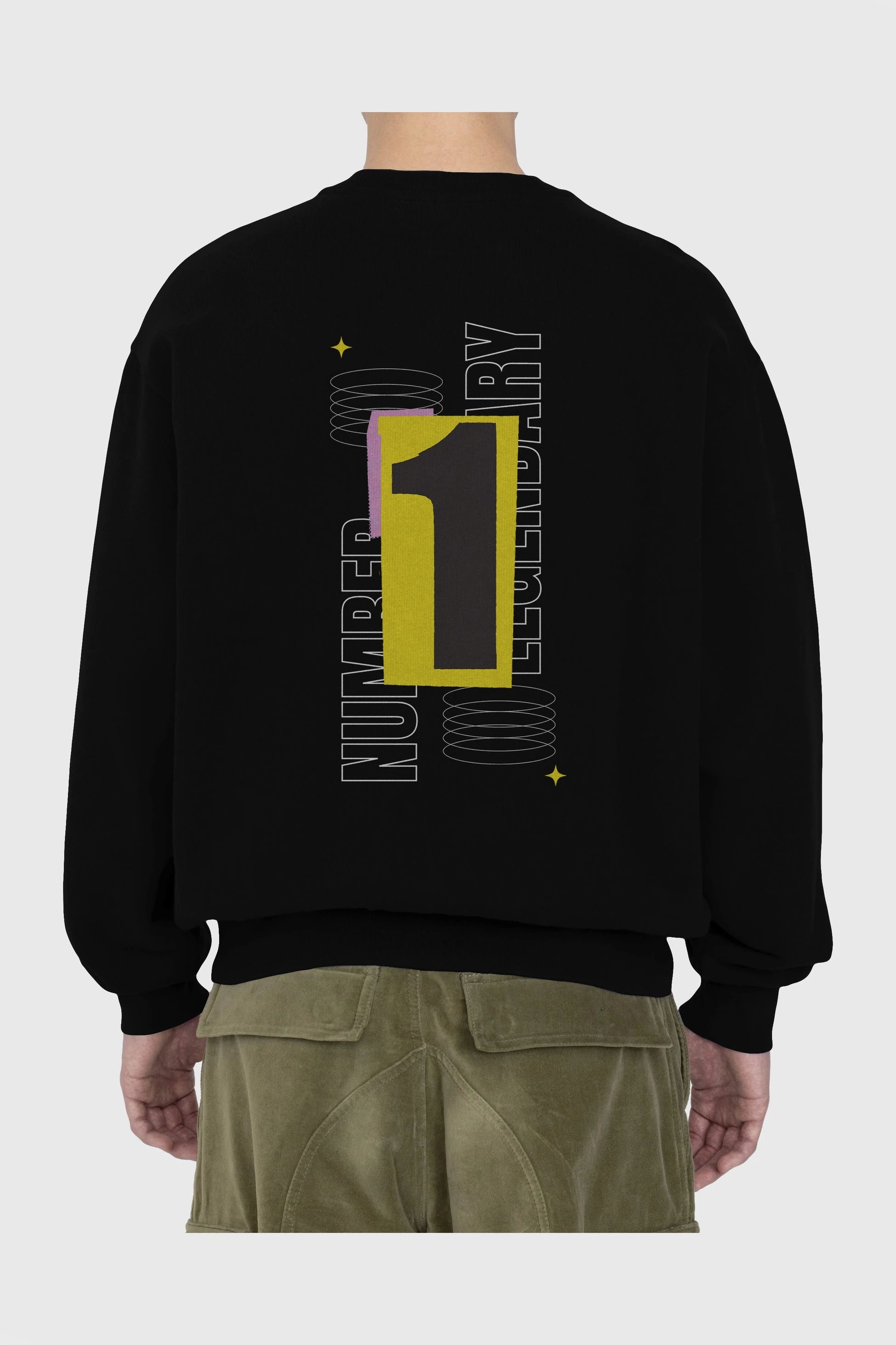 Number 1 Yazılı Arka Baskılı Oversize Sweatshirt Erkek Kadın Unisex