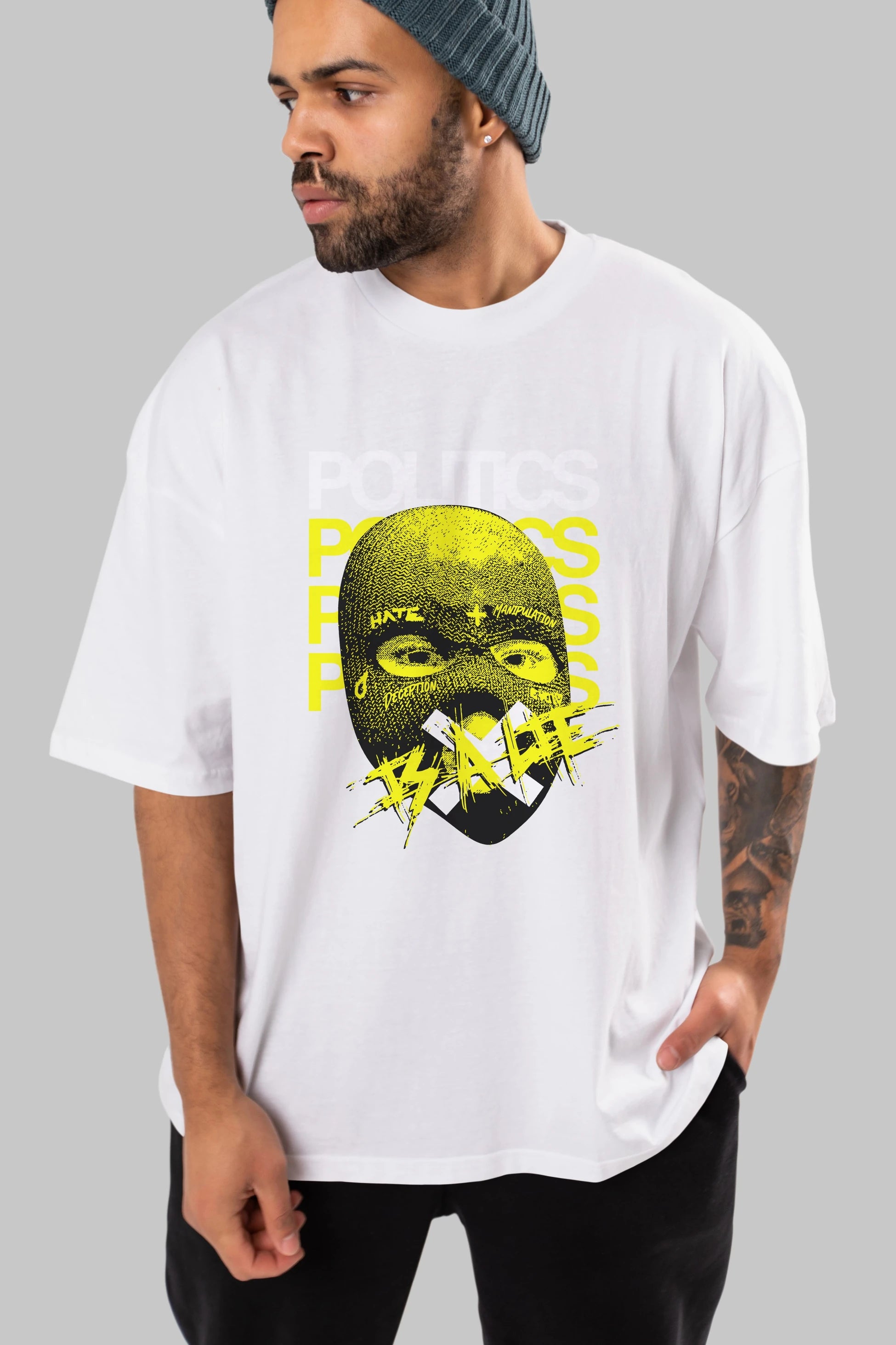 Politics is a Lie Ön Baskılı Oversize t-shirt Erkek Kadın Unisex