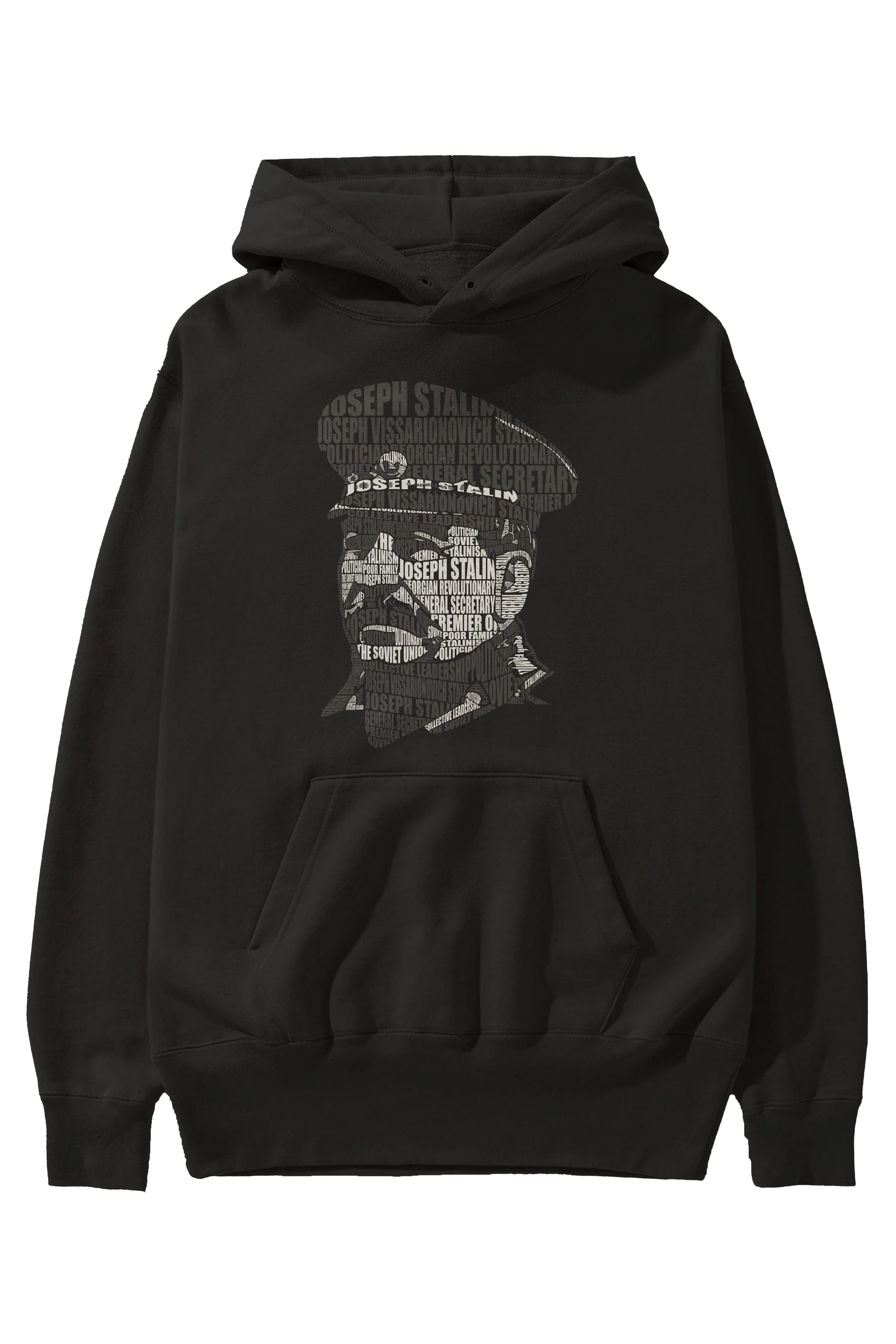 Joseph Stalin Calligram Ön Baskılı Hoodie Oversize Kapüşonlu Sweatshirt Erkek Kadın Unisex
