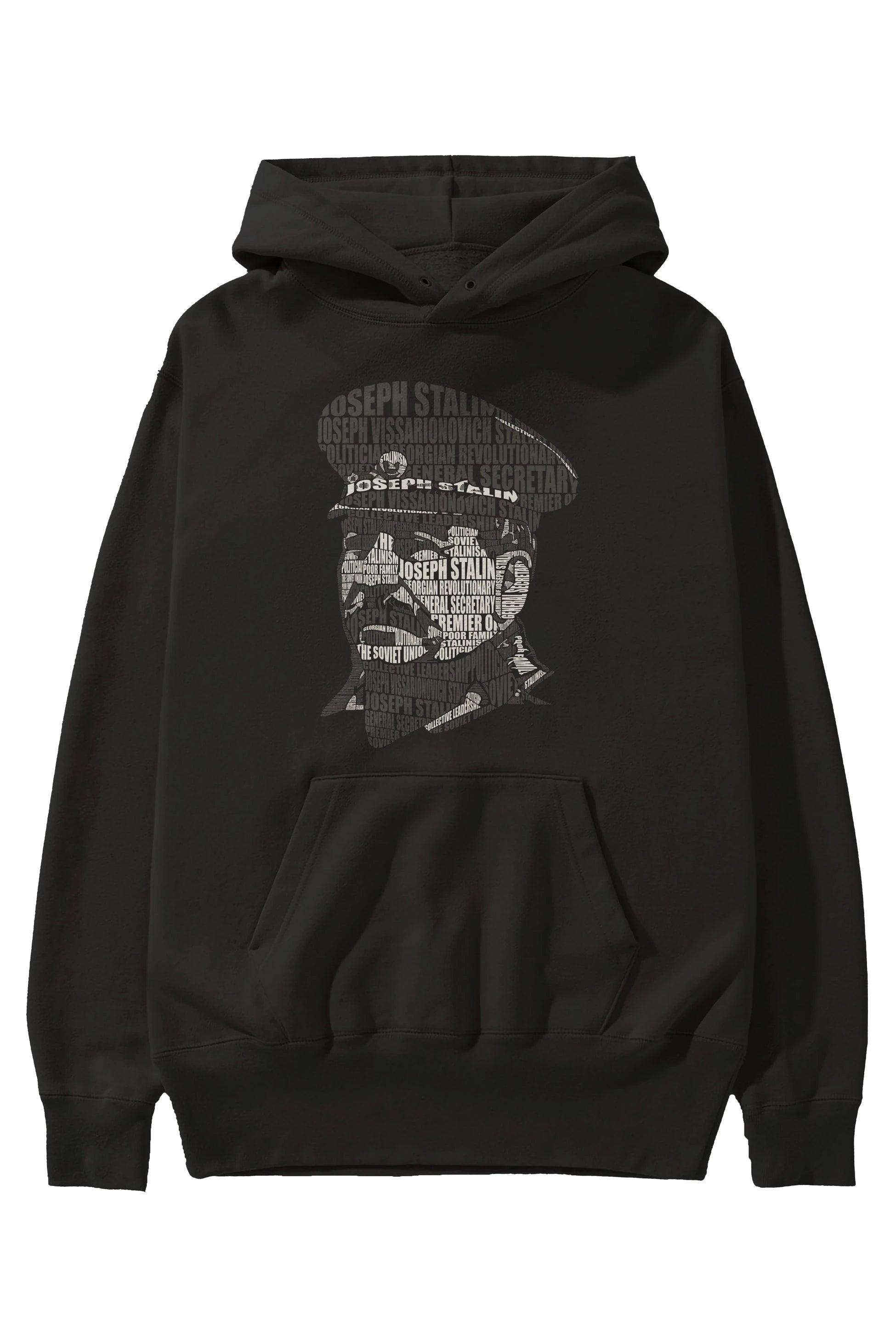 Joseph Stalin Calligram Ön Baskılı Hoodie Oversize Kapüşonlu Sweatshirt Erkek Kadın Unisex