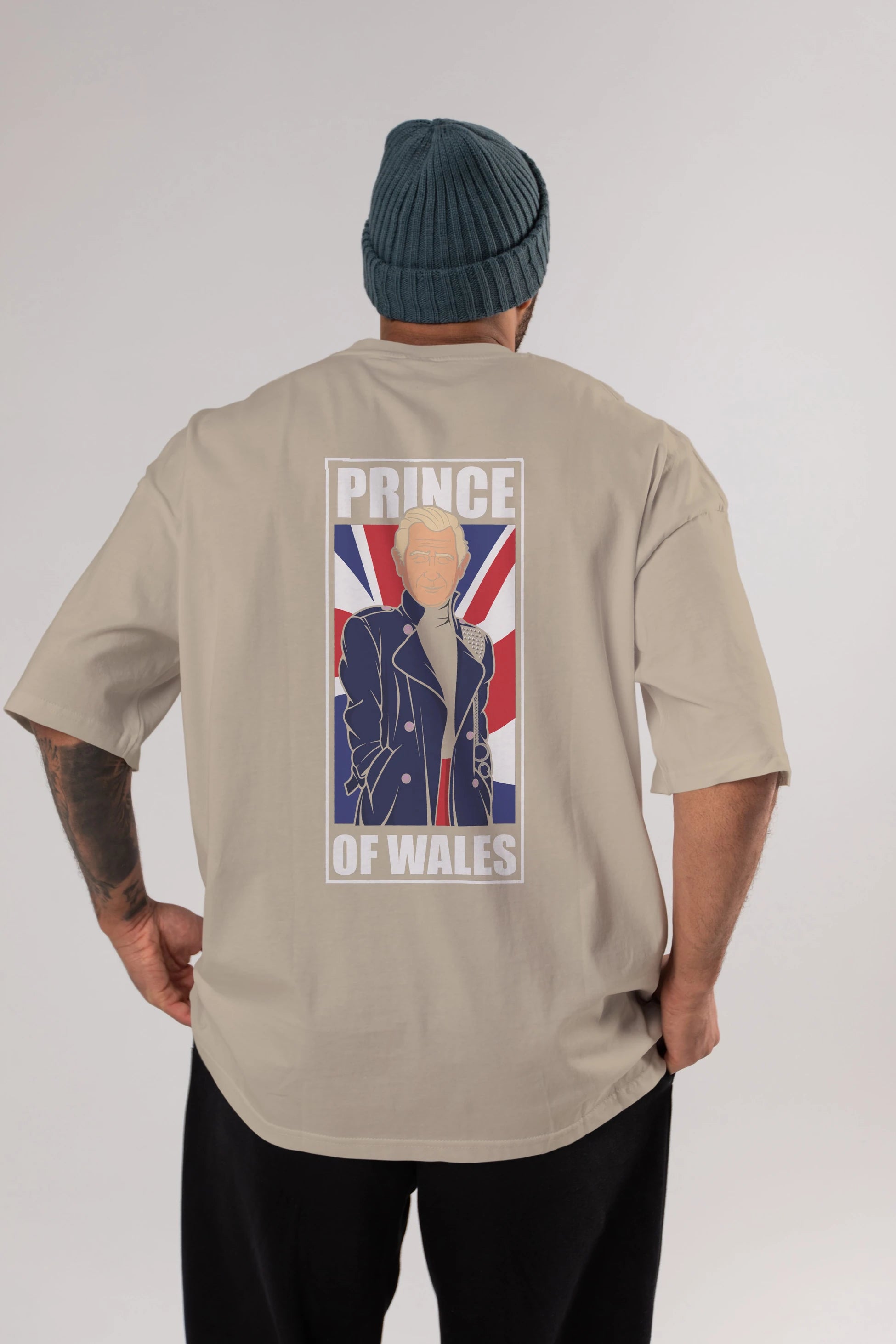 Prince Charles Arka Baskılı Oversize t-shirt Erkek Kadın Unisex %100 Pamuk tişort