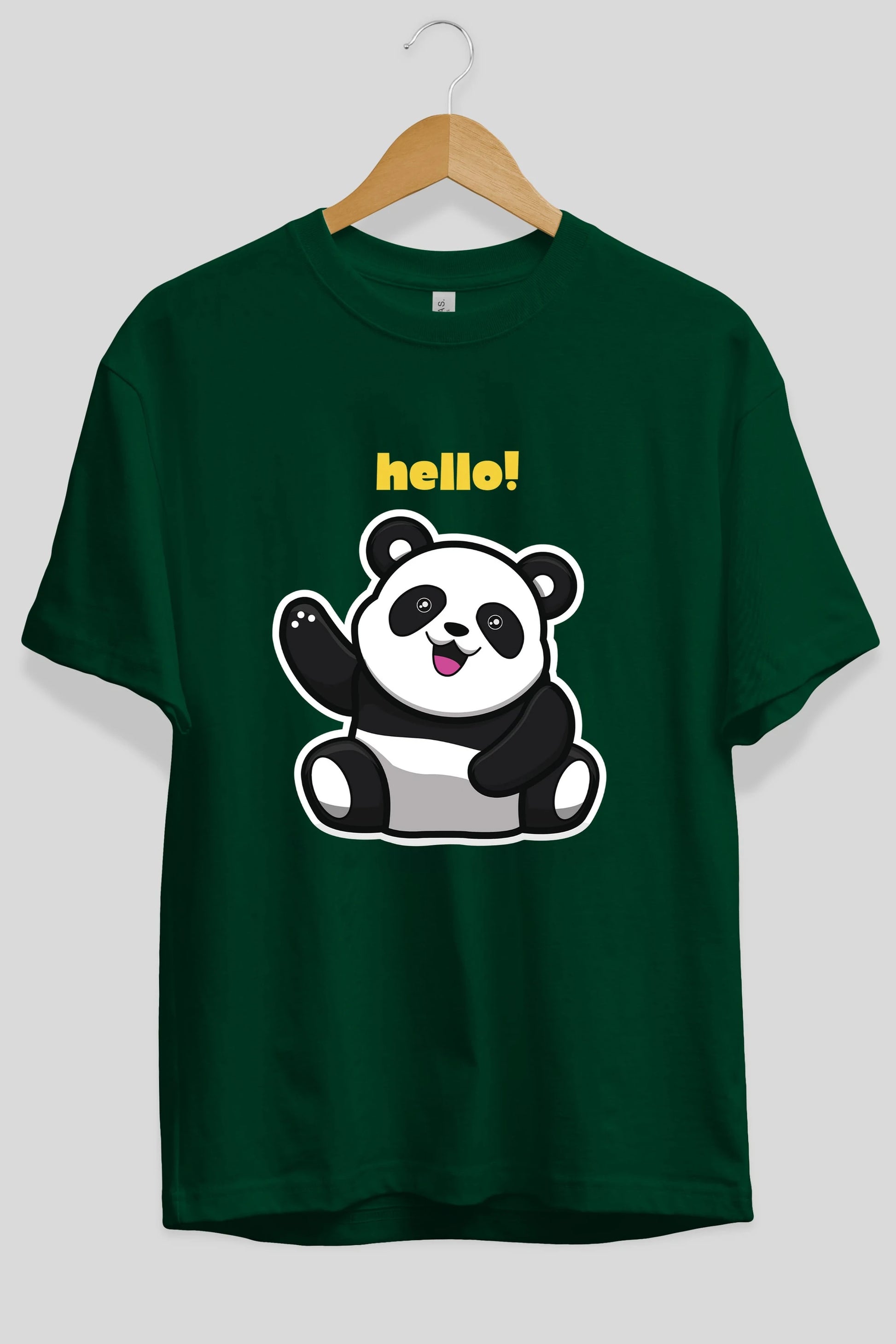 Hello Panda Ön Baskılı Oversize t-shirt Erkek Kadın Unisex