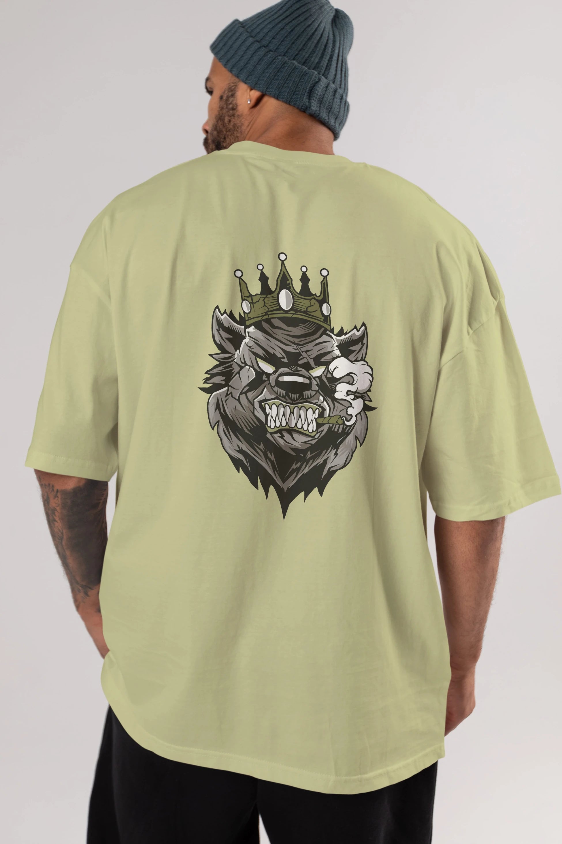 Bear King Arka Baskılı Oversize t-shirt Erkek Kadın Unisex %100 Pamuk tişort