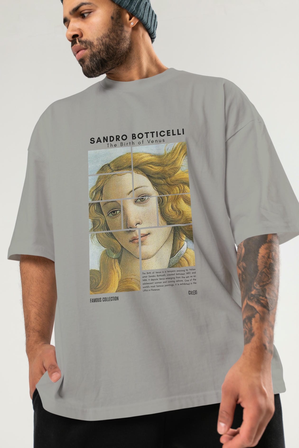 Sandro Botticelli ön Baskılı Oversize t-shirt Erkek Kadın Bisiklet Yaka Pamuk tişort