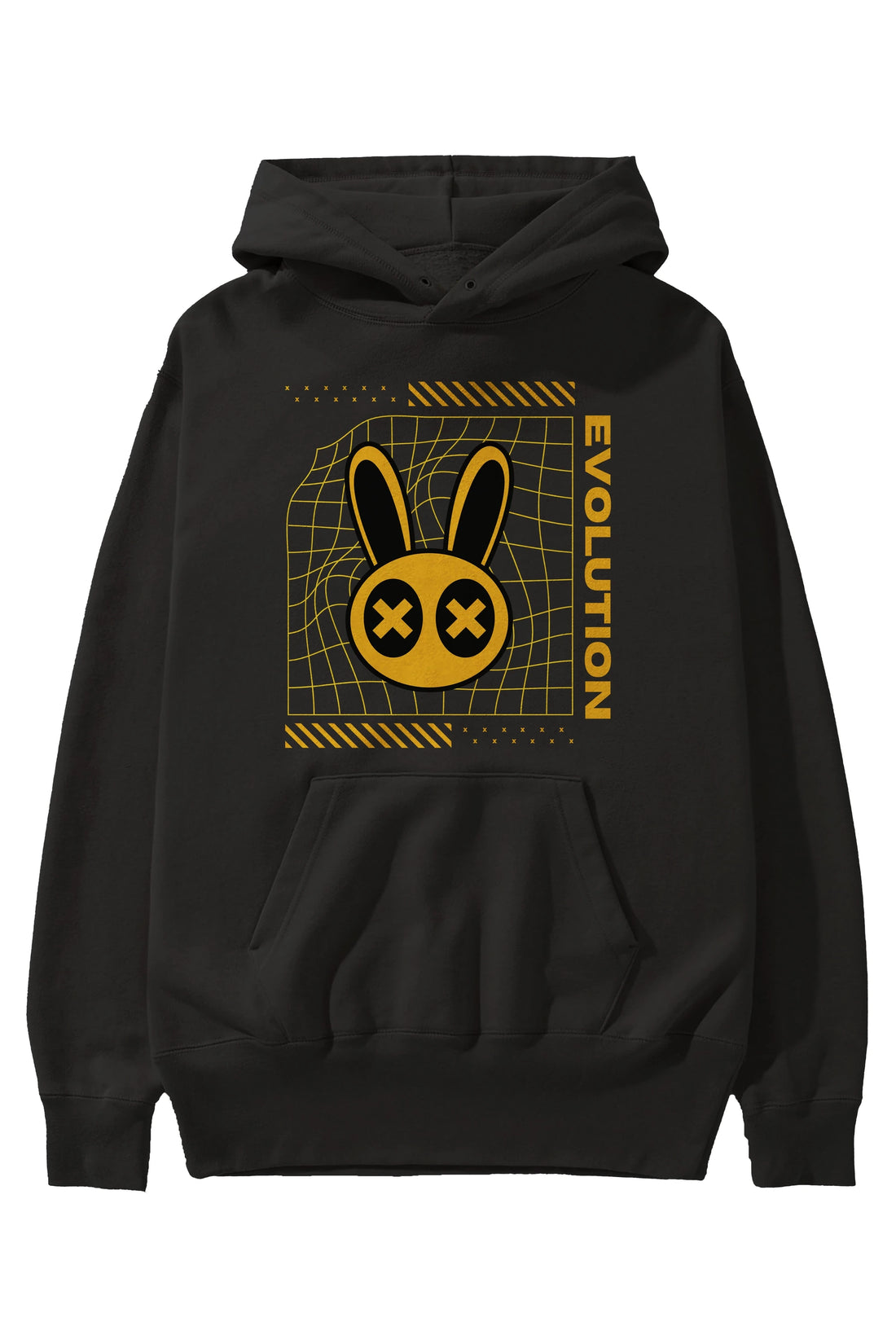 Evolution Yazılı Ön Baskılı Oversize Hoodie Kapüşonlu Sweatshirt Erkek Kadın Unisex