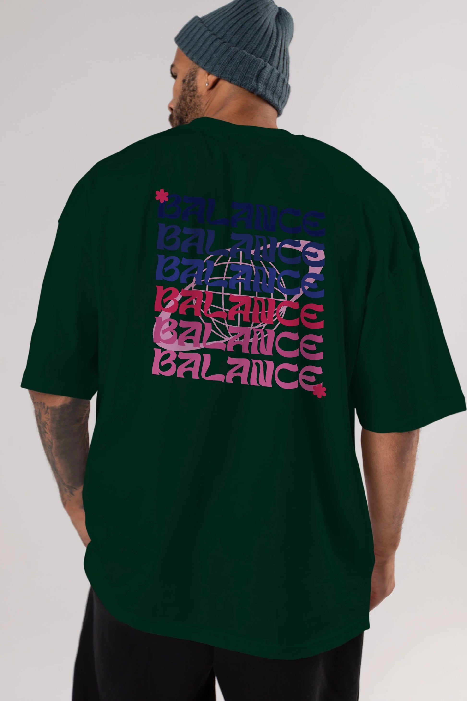Balance Yazılı Arka Baskılı Oversize t-shirt Erkek Kadın Unisex