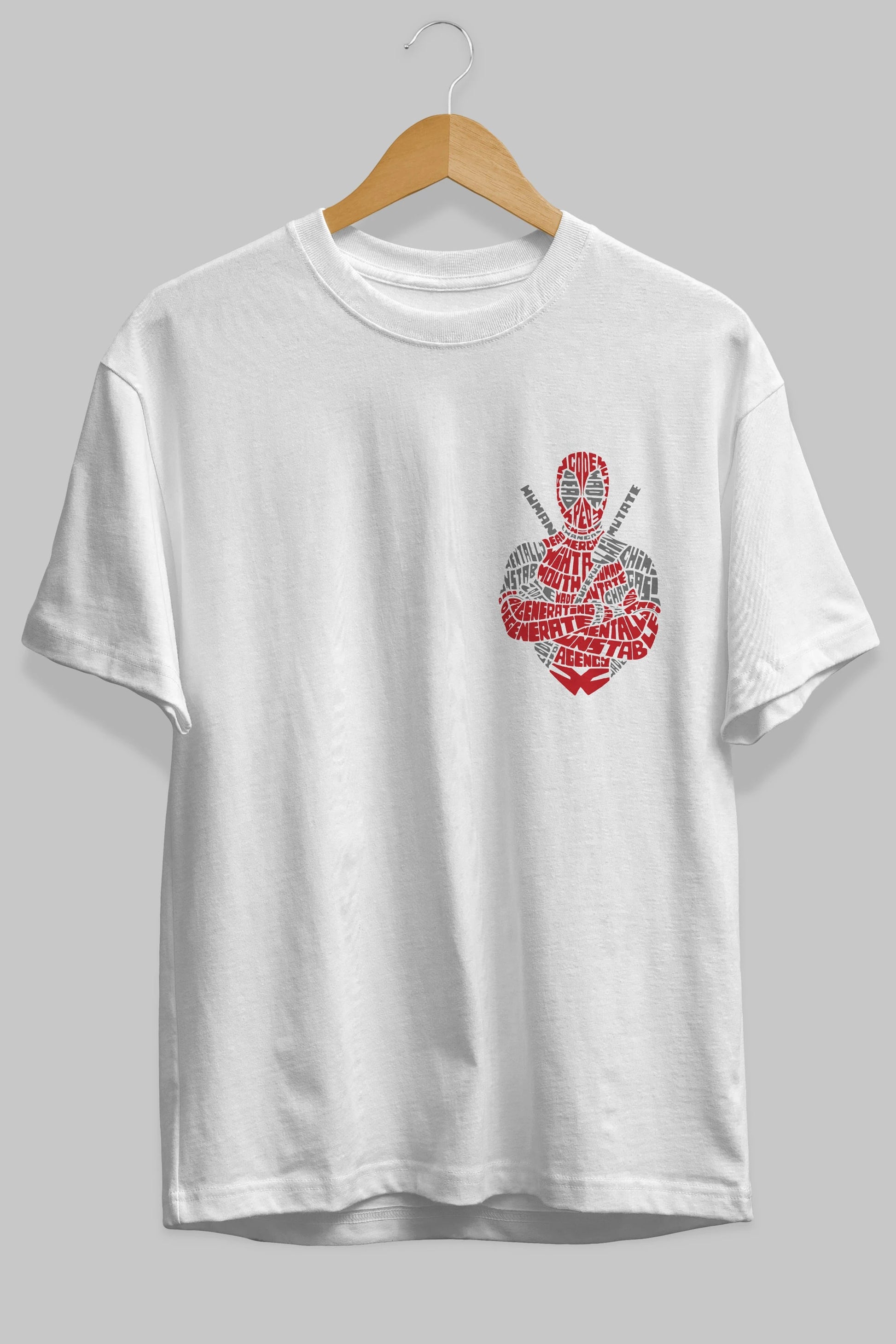 Deadpool (16) Ön Sol Baskılı Oversize t-shirt Erkek Kadın Unisex %100 Pamuk Bisiklet Yaka tişort