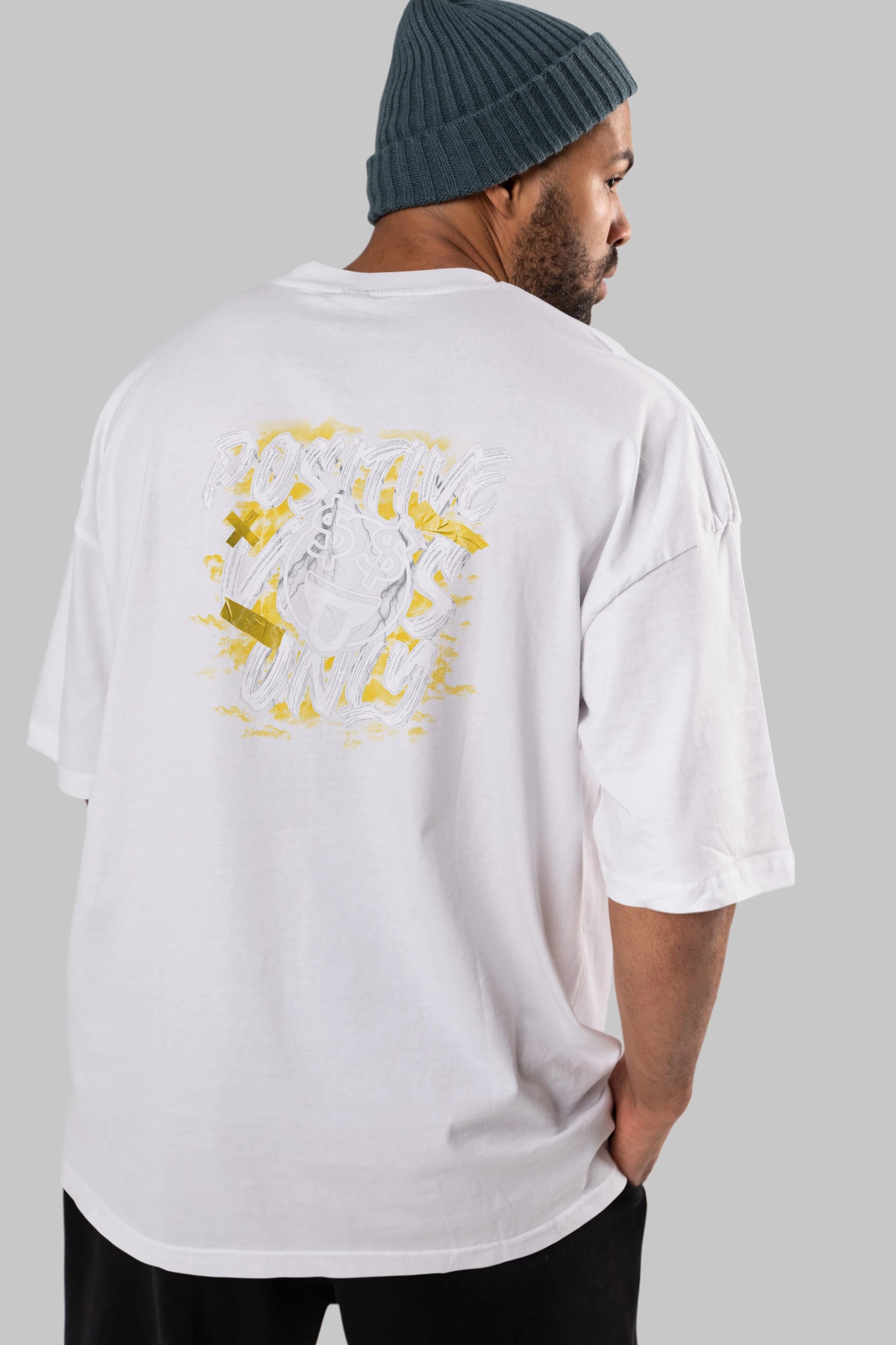 Positive Only Arka Baskılı Oversize t-shirt Erkek Kadın Unisex