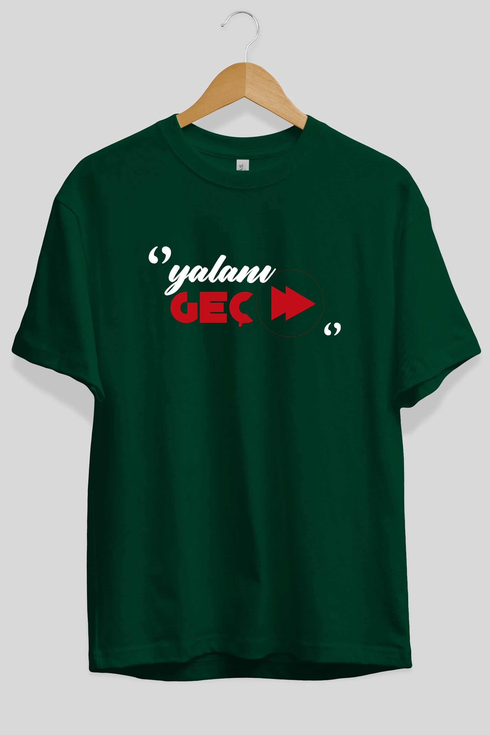 Yalanı Geç Ön Baskılı Oversize t-shirt %100 pamuk Erkek Kadın Unisex