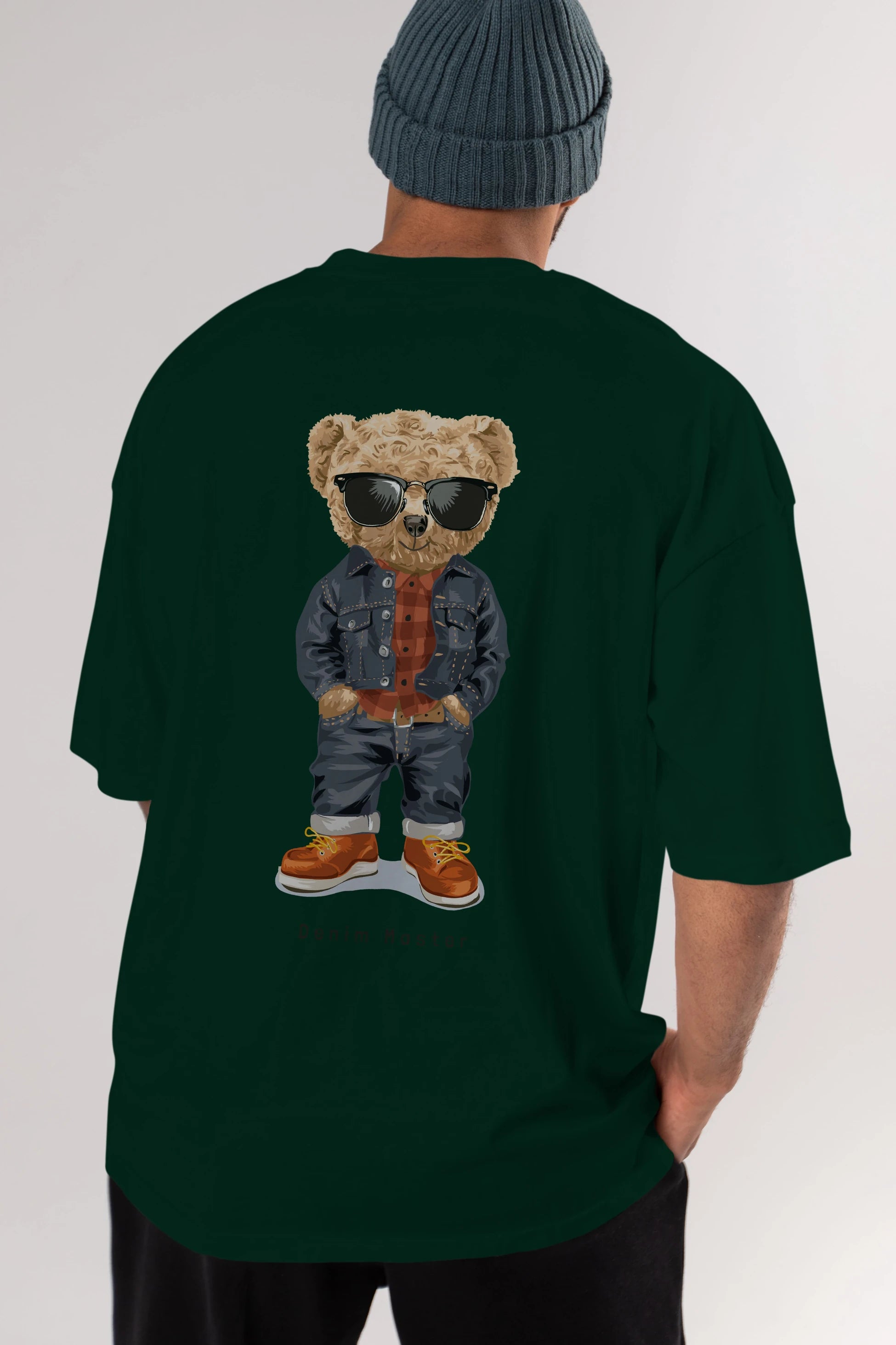 Teddy Bear Tarz Arka Baskılı Oversize t-shirt Erkek Kadın Unisex %100 Pamuk