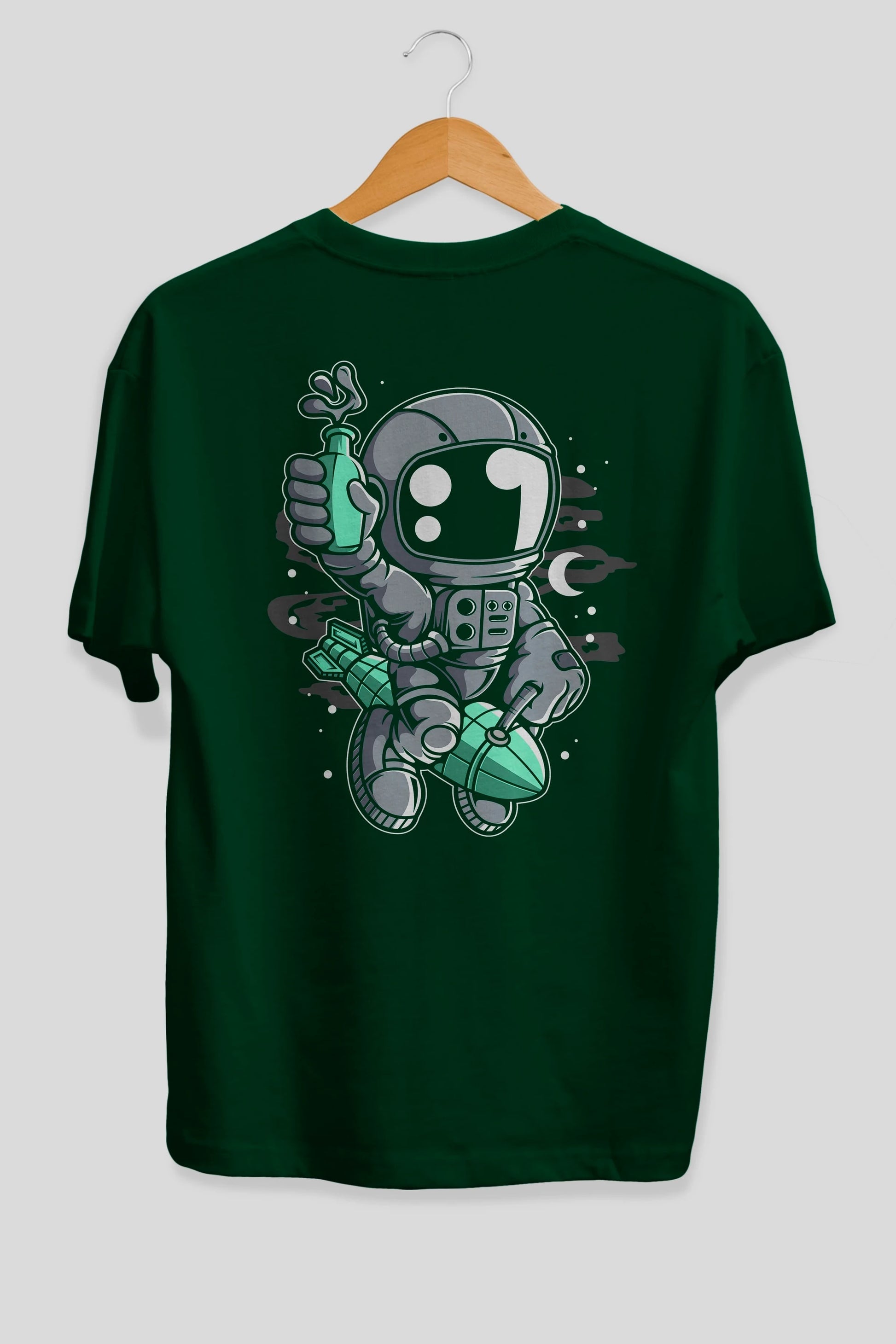 Astronaut Rocket Arka Baskılı Oversize t-shirt Erkek Kadın Unisex
