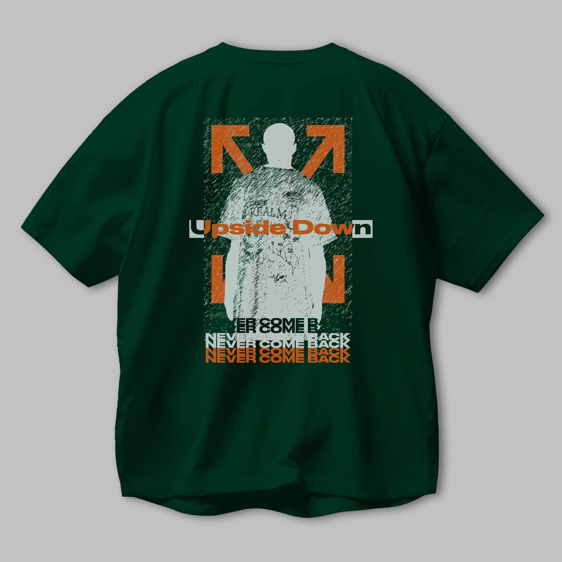 Upside Down Arka Baskılı Oversize t-shirt Erkek Kadın Unisex