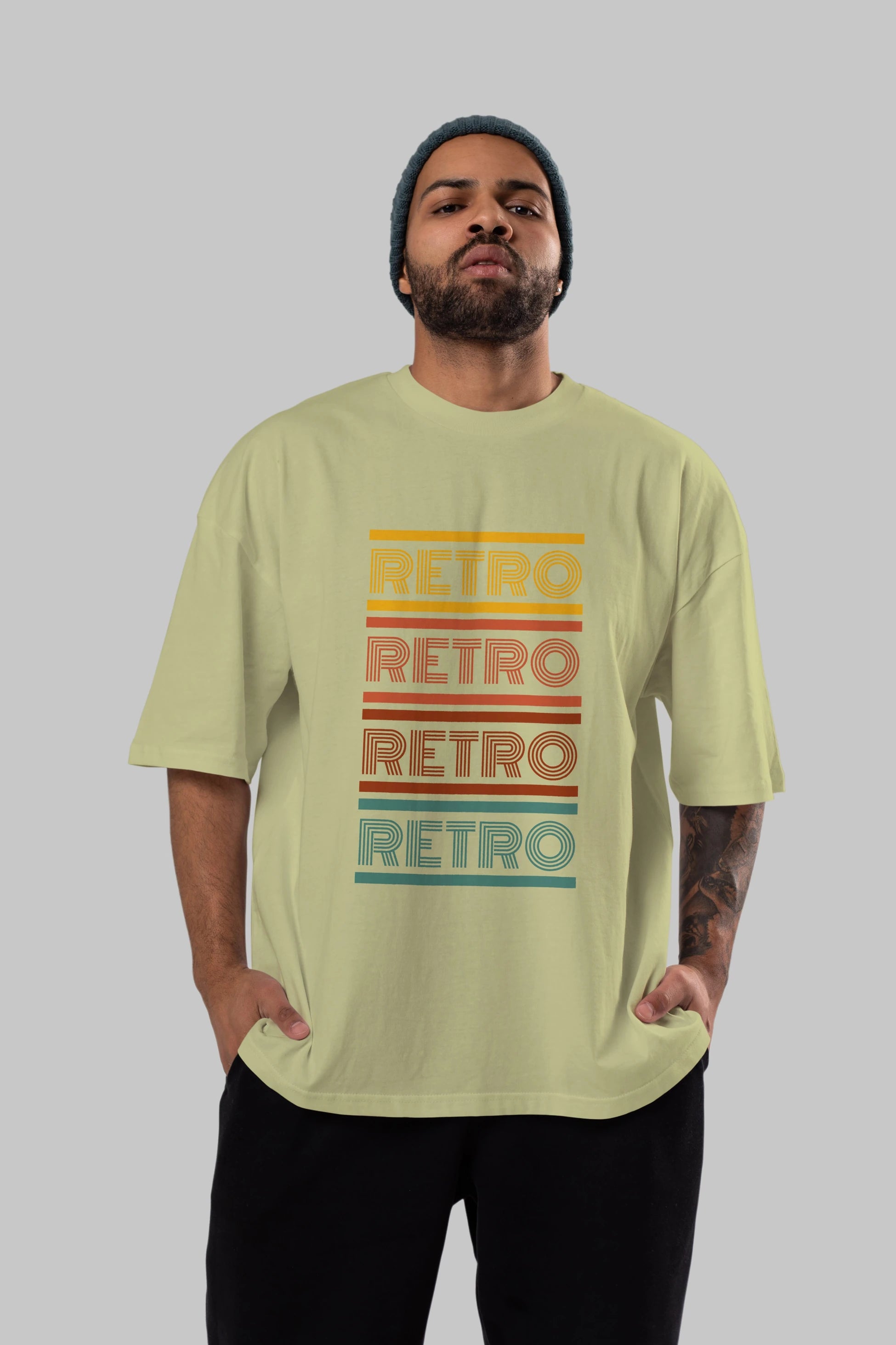 Retro Yazılı Ön Baskılı Oversize t-shirt Erkek Kadın Unisex