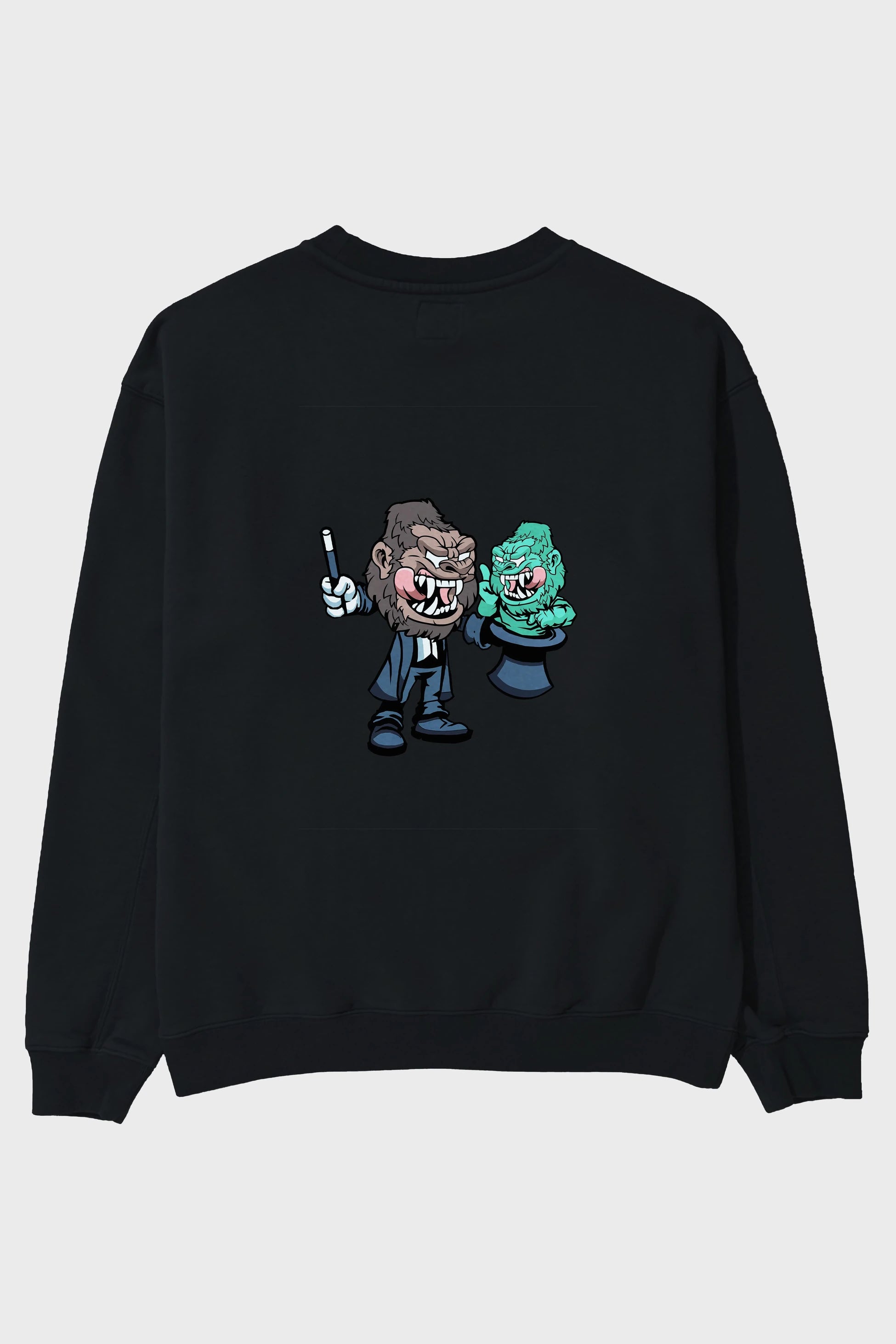 Gorilla Magician Arka Baskılı Oversize Sweatshirt Erkek Kadın Unisex