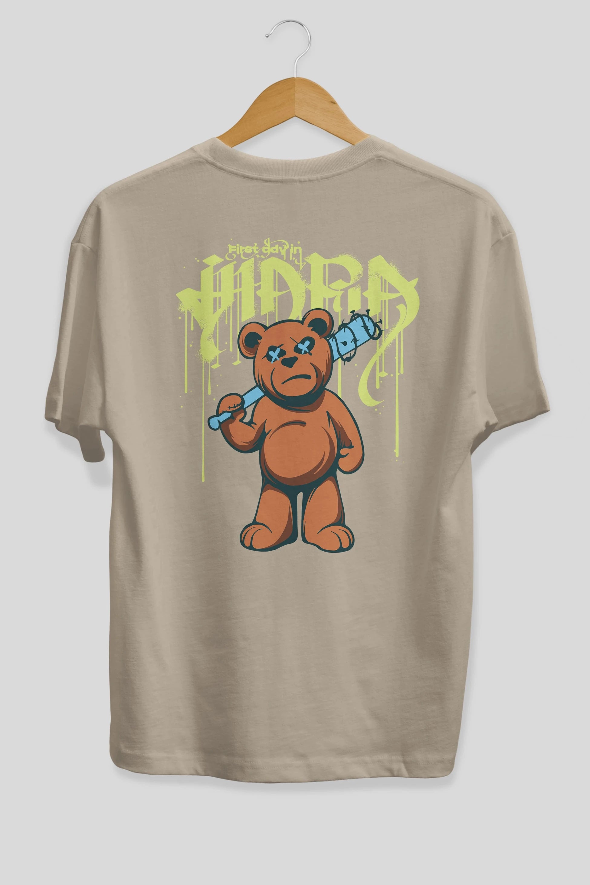 Hidra Bear Arka Baskılı Oversize t-shirt Erkek Kadın Unisex