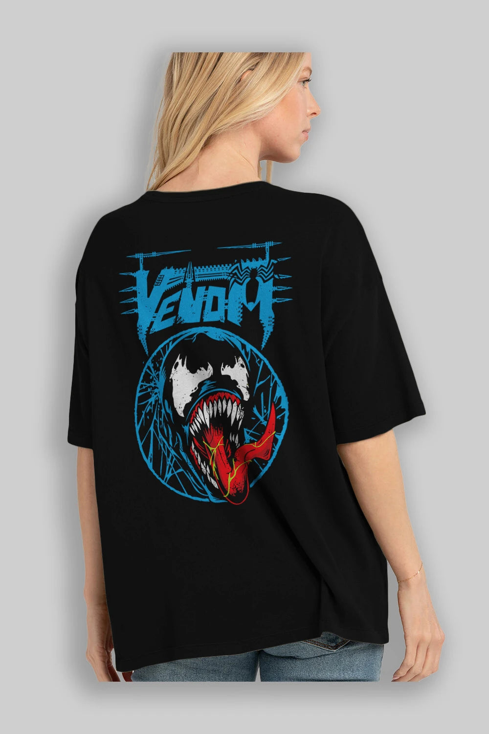 Venom (23) Arka Baskılı Oversize t-shirt Erkek Kadın Unisex %100 Pamuk Bisiklet Yaka tişort
