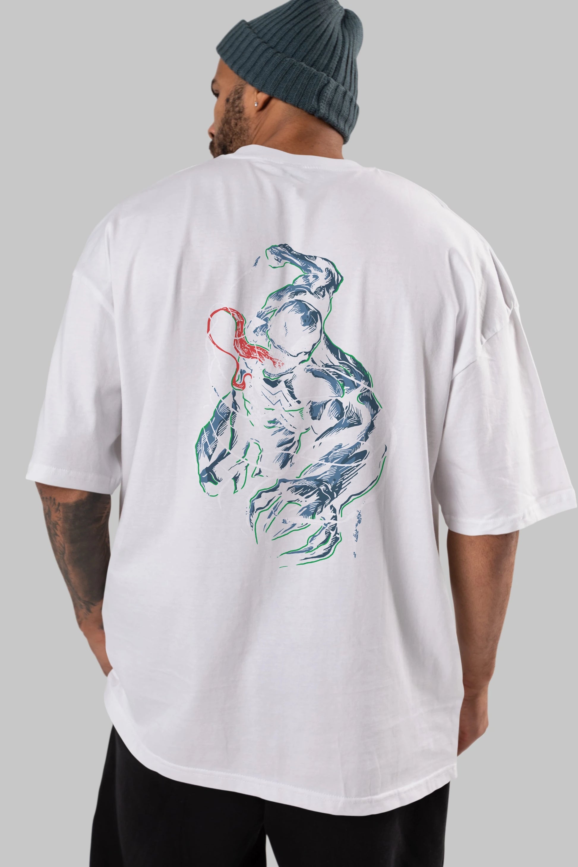Venom (5) Arka Baskılı Oversize t-shirt Erkek Kadın Unisex %100 Pamuk Bisiklet Yaka tişort