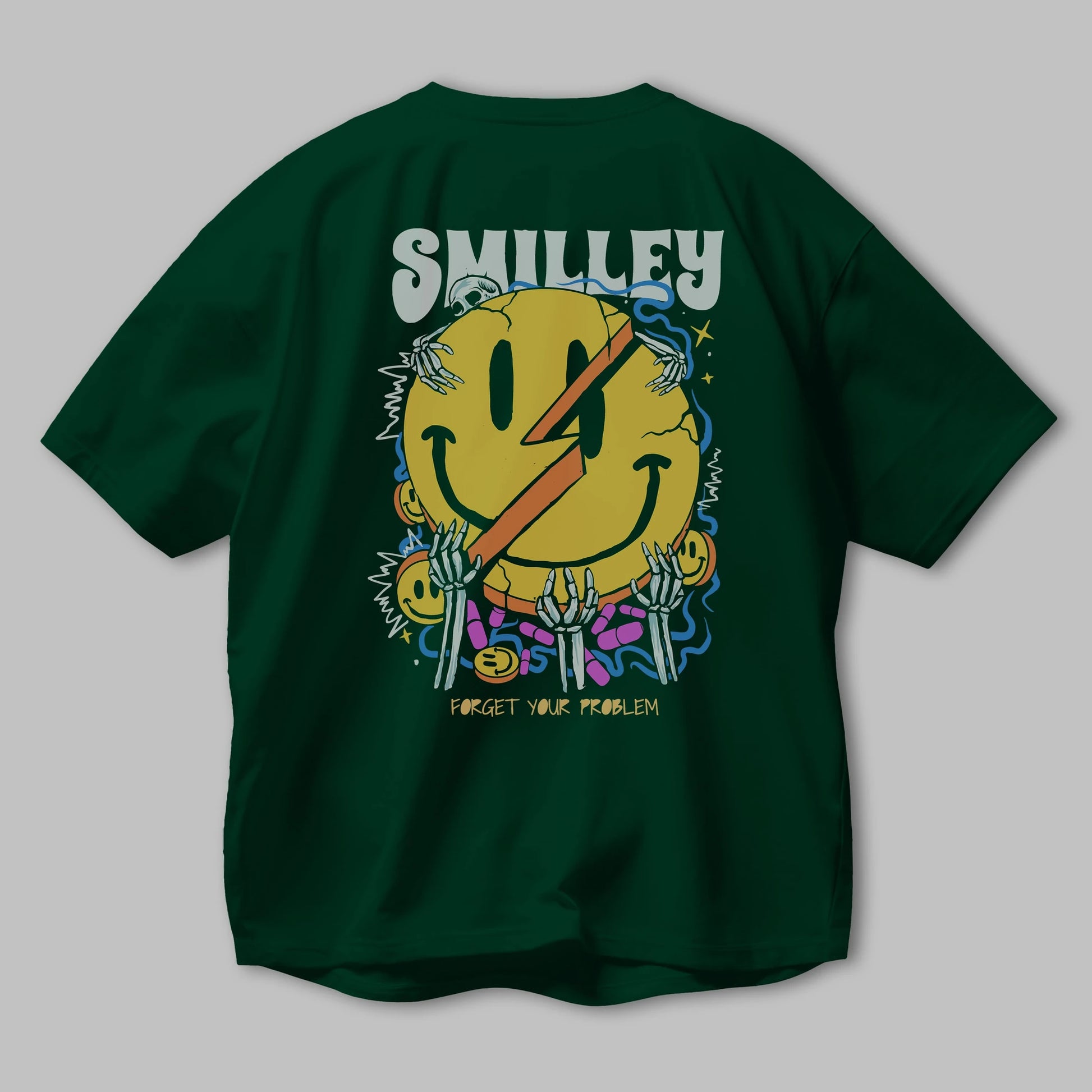 Smilley Streetwear Arka Baskılı Oversize t-shirt Erkek Kadın Unisex