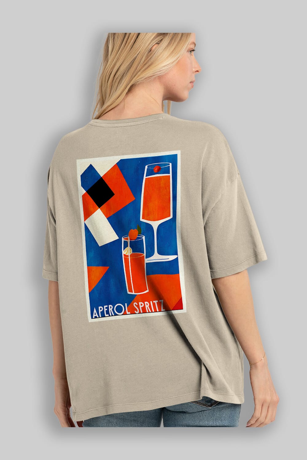 Aperol Spritz 4 Arka Baskılı Oversize t-shirt Erkek Kadın Unisex %100 Pamuk Bisiklet Yaka tişort