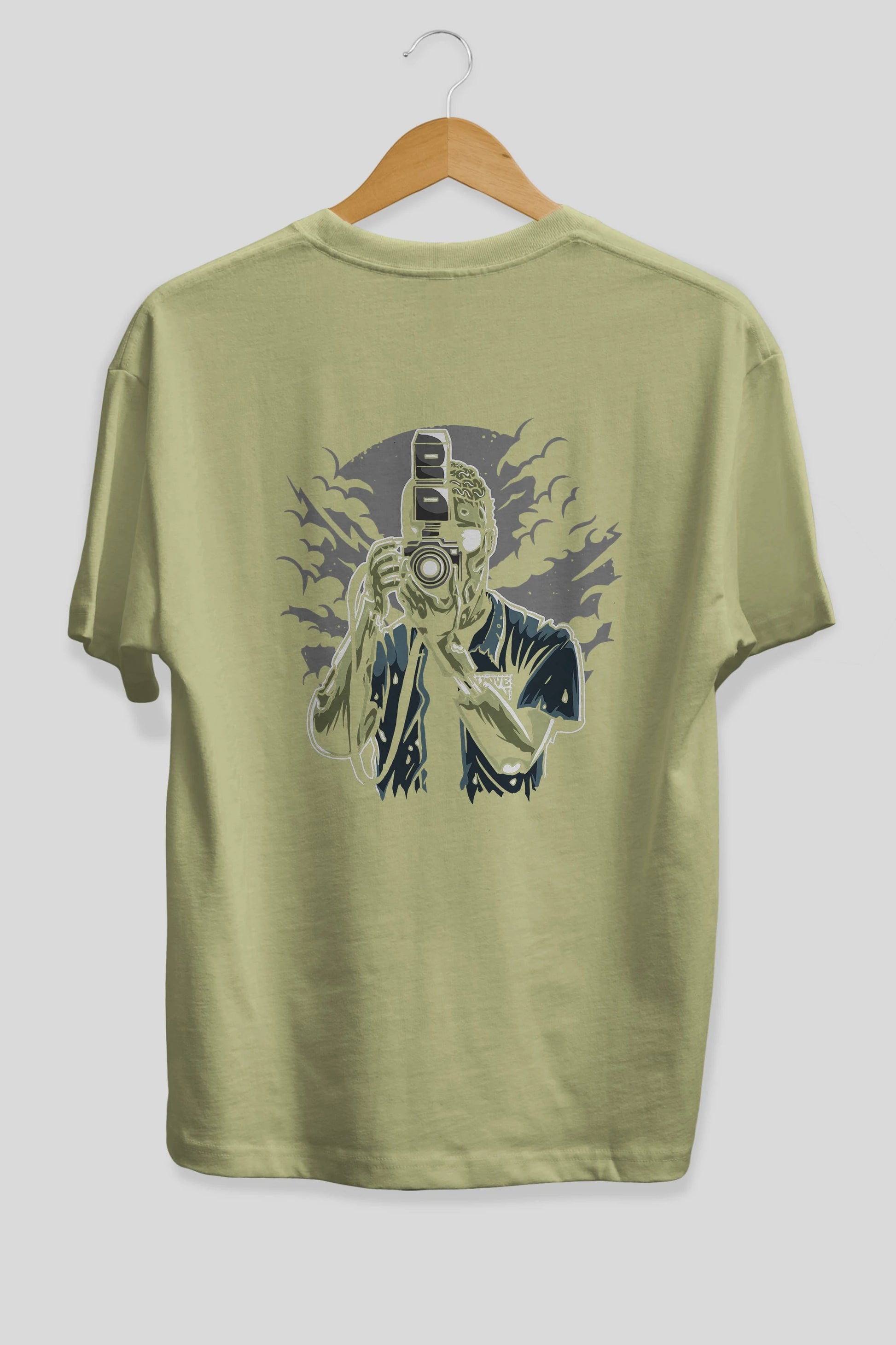 Zombie Photographer Arka Baskılı Oversize t-shirt Erkek Kadın Unisex %100 Pamuk