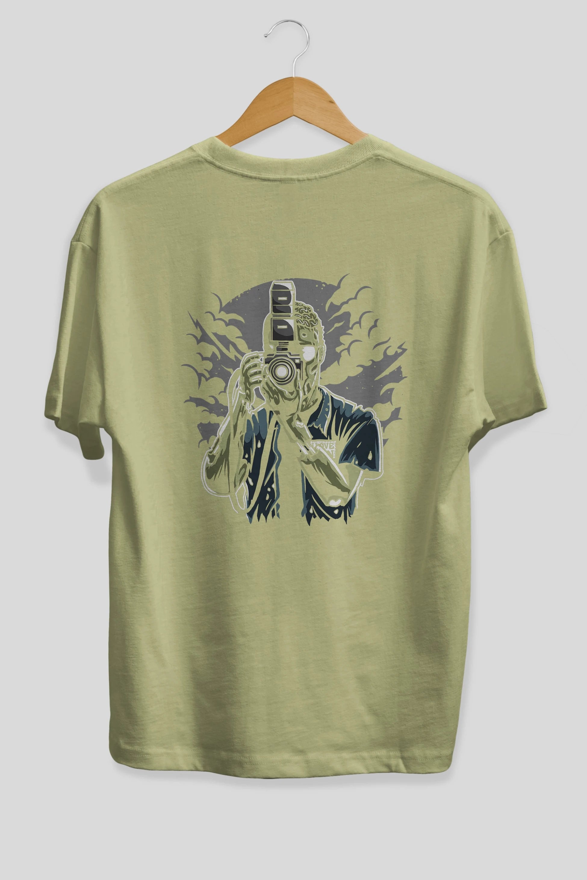 Zombie Photographer Arka Baskılı Oversize t-shirt Erkek Kadın Unisex %100 Pamuk
