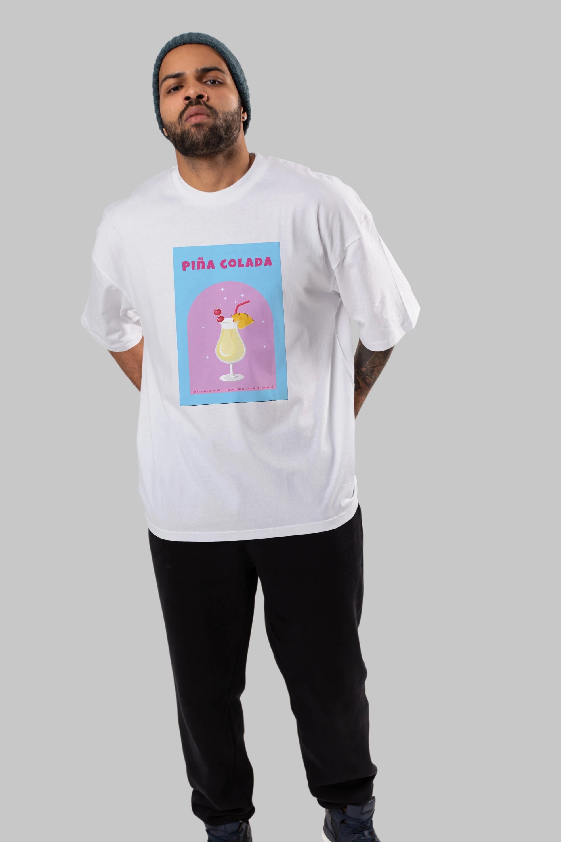 Pina Colada 2 Ön Baskılı Oversize t-shirt Erkek Kadın Unisex %100 Pamuk Bisiklet Yaka tişort