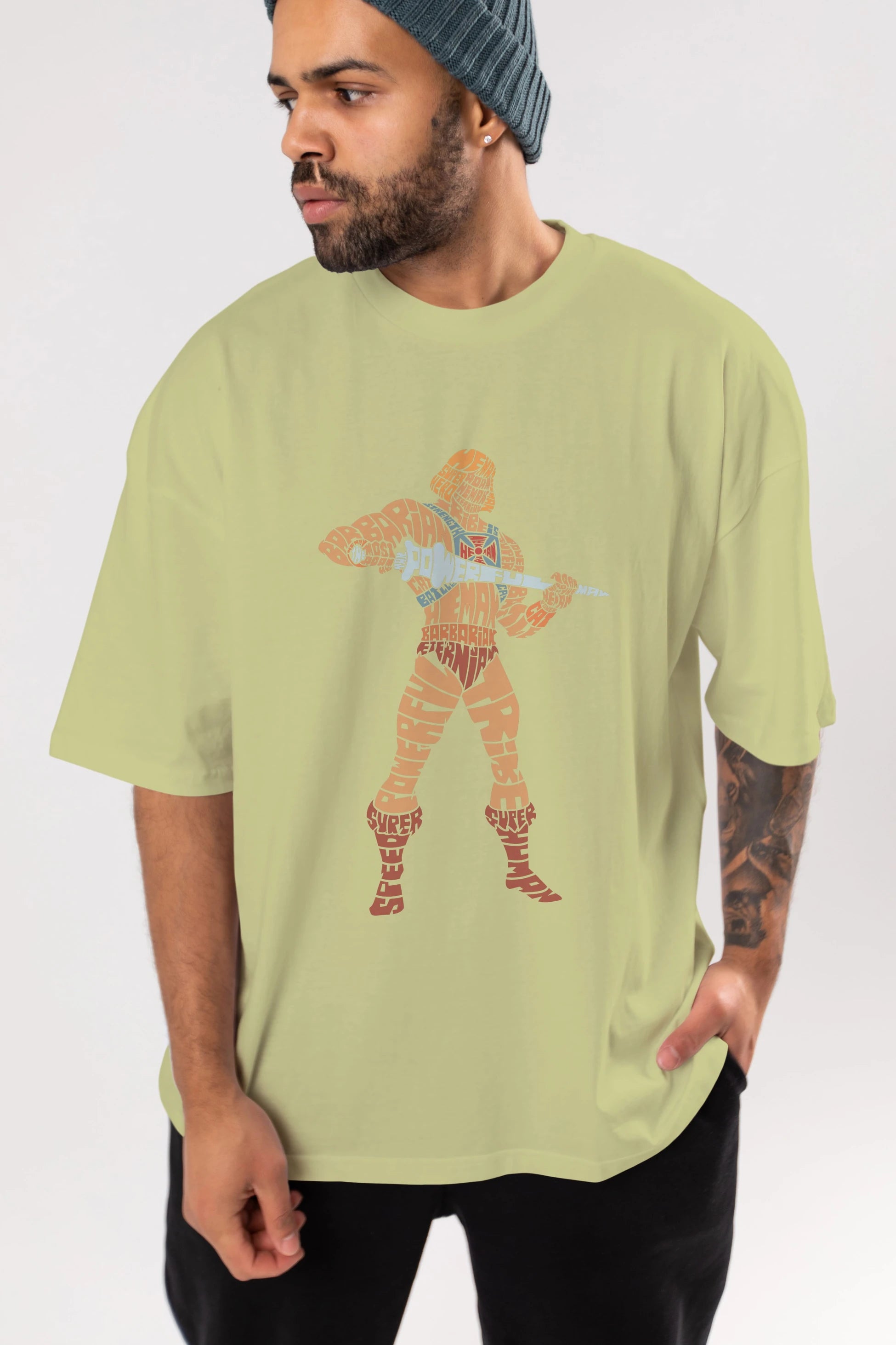 Heman Ön Baskılı Oversize t-shirt %100 pamuk Erkek Kadın Unisex