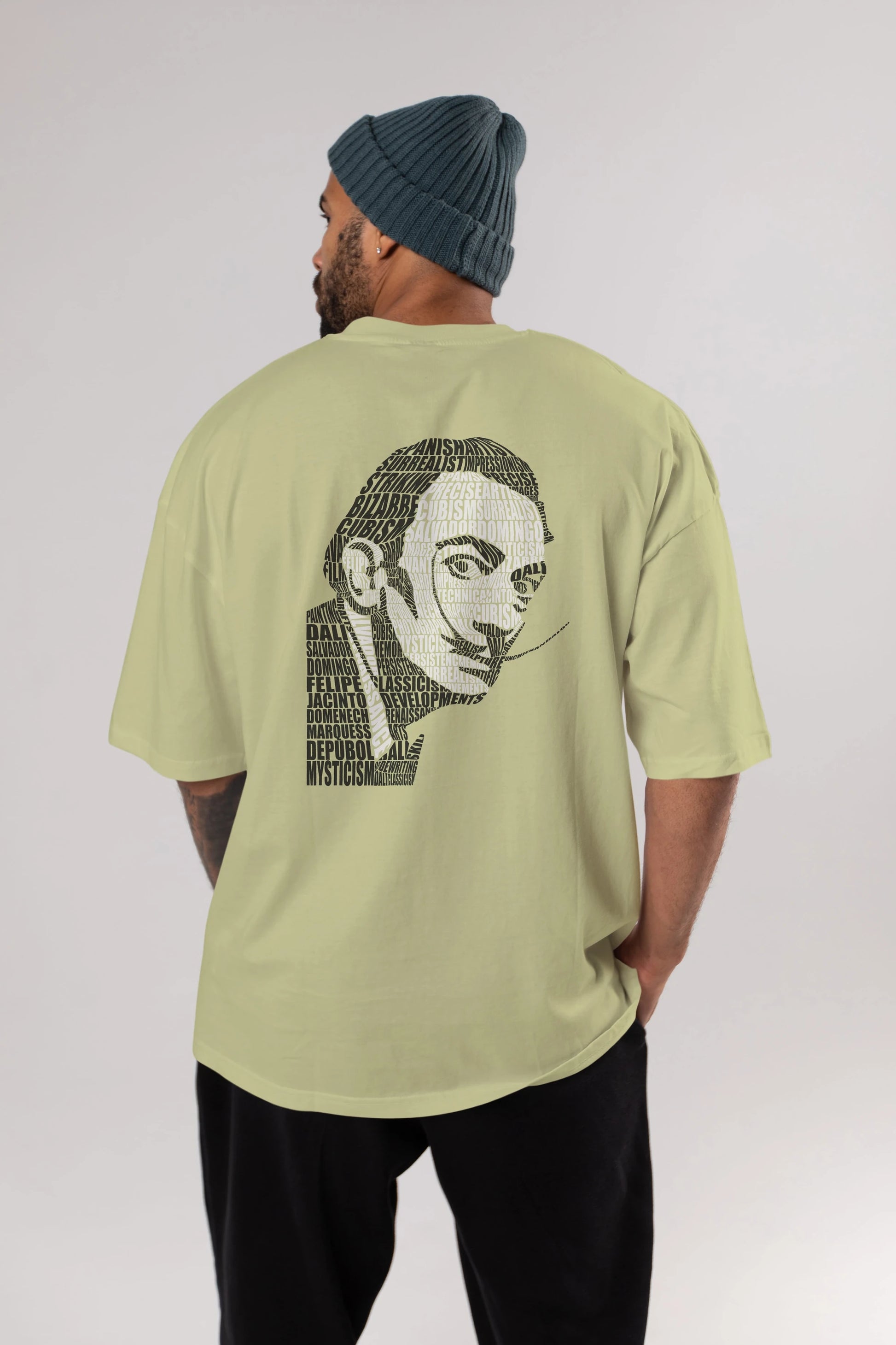 Salvador Dali Calligram Arka Baskılı Oversize t-shirt %100 pamuk Erkek Kadın Unisex