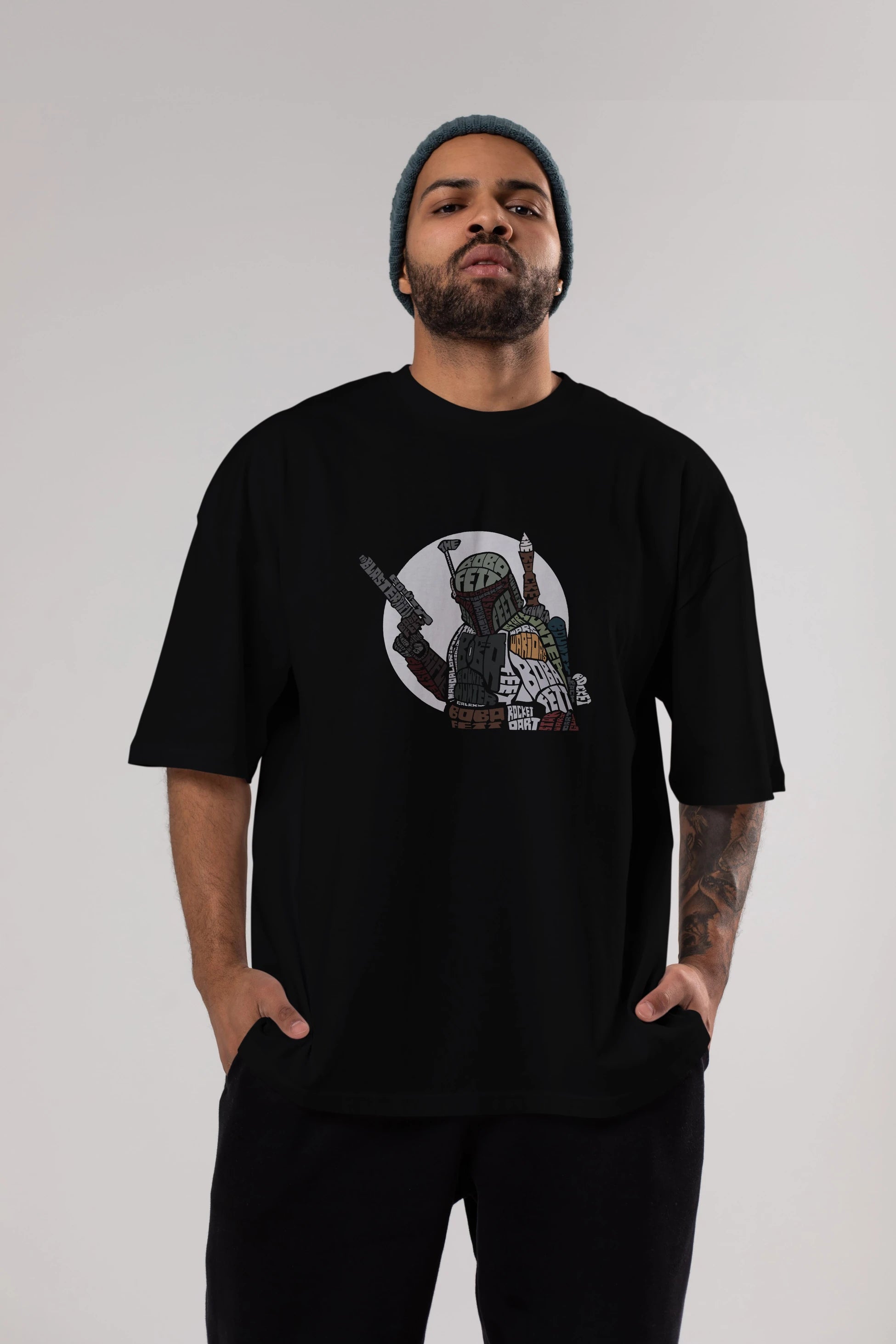 Boba Fett Ön Baskılı Oversize t-shirt %100 pamuk Erkek Kadın Unisex