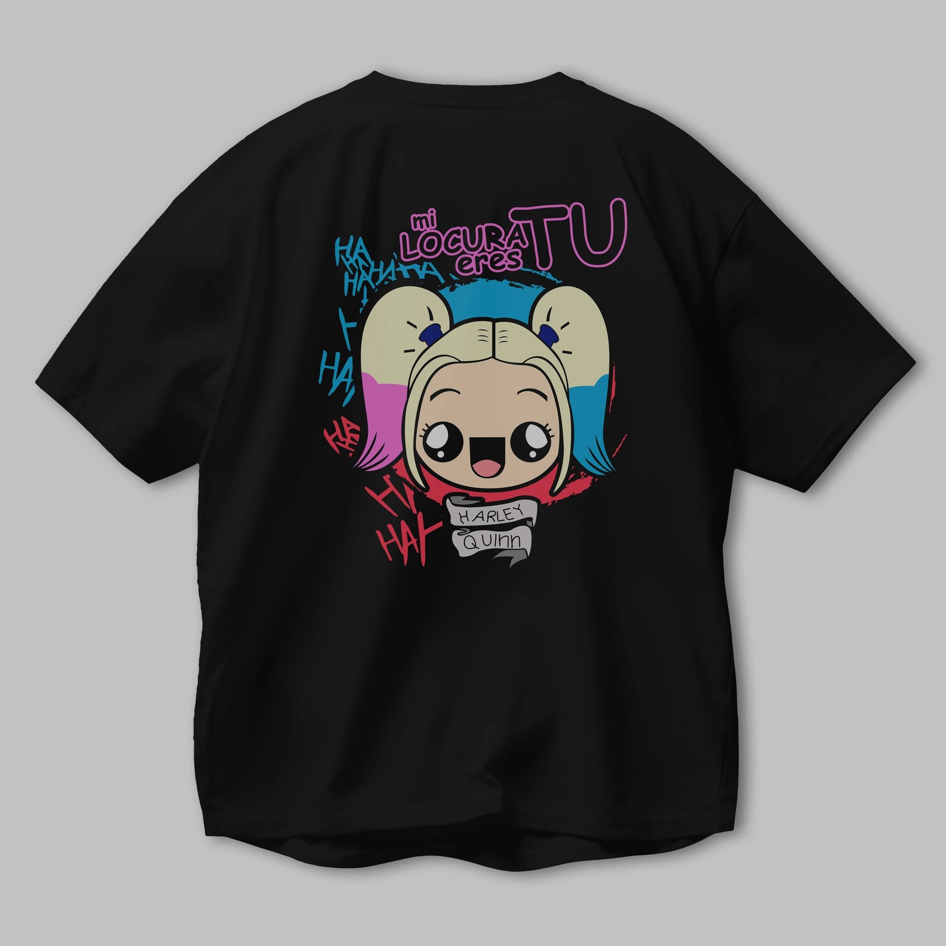 Harley Quinn Arka Baskılı Oversize t-shirt Erkek Kadın Unisex %100 Pamuk Bisiklet Yaka tişort
