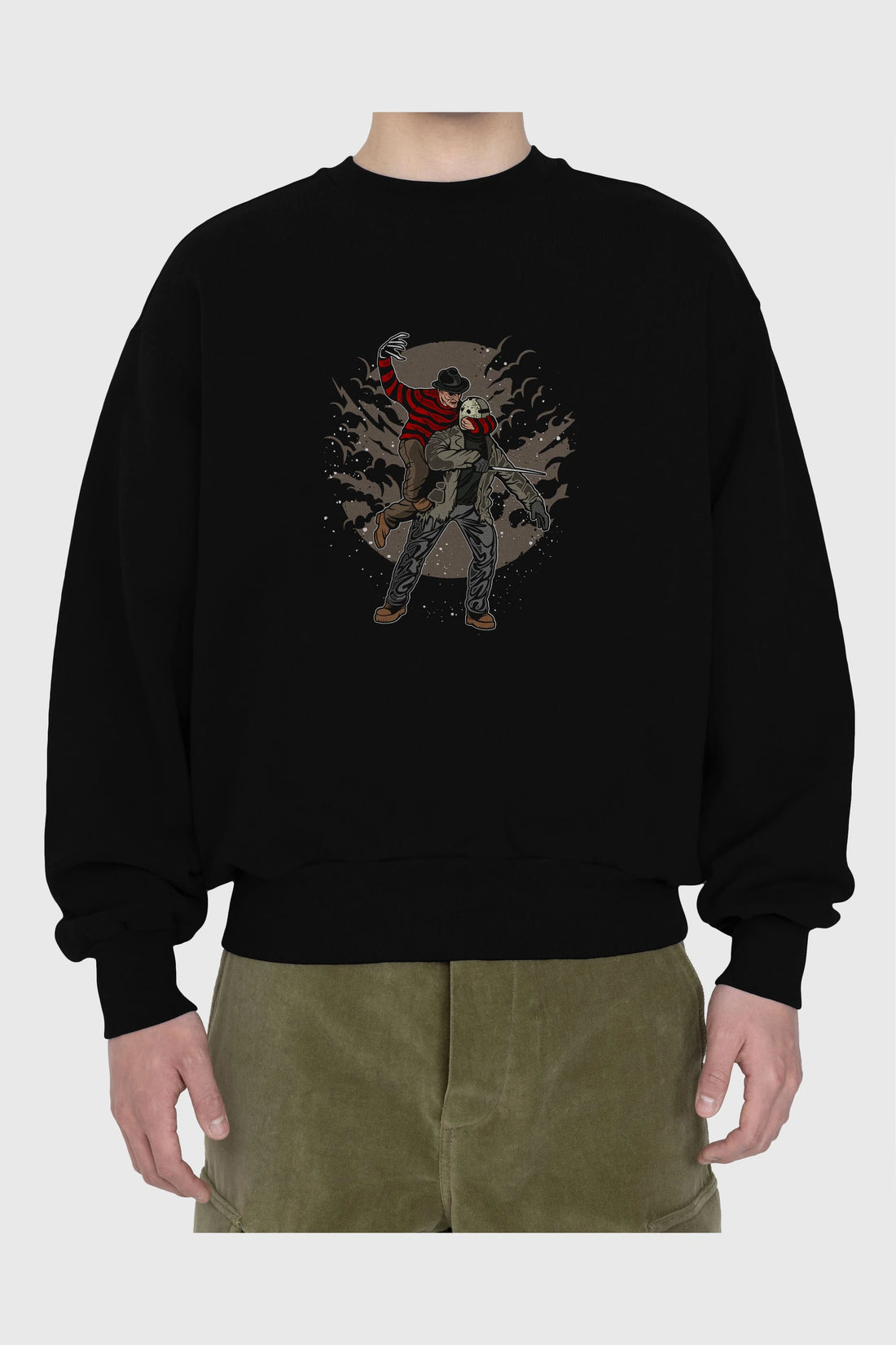 FREDDY VS JASON Ön Baskılı Oversize Sweatshirt Erkek Kadın Unisex