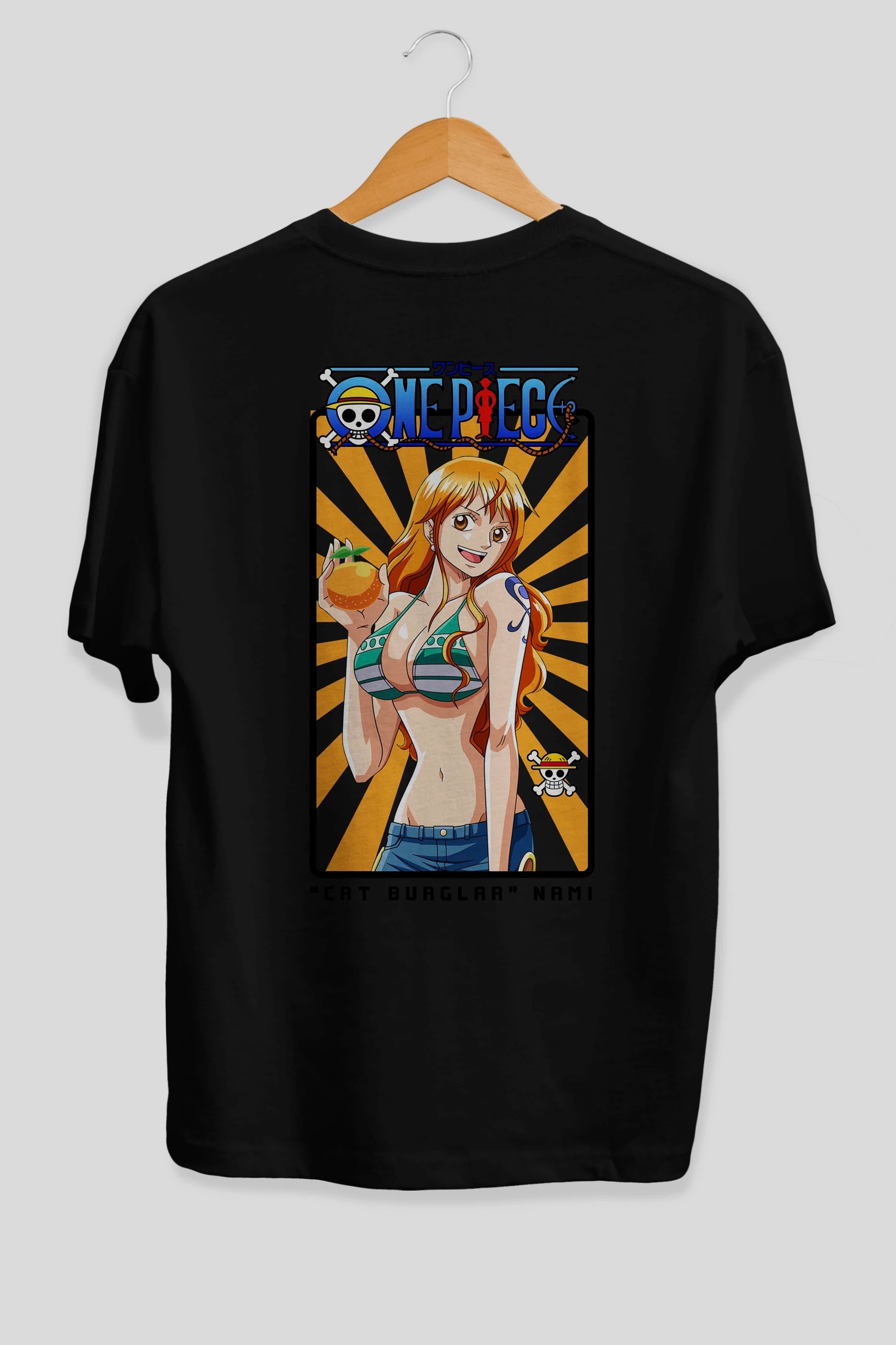 Nami Anime Arka Baskılı Oversize t-shirt Erkek Kadın Unisex %100 pamuk tişort