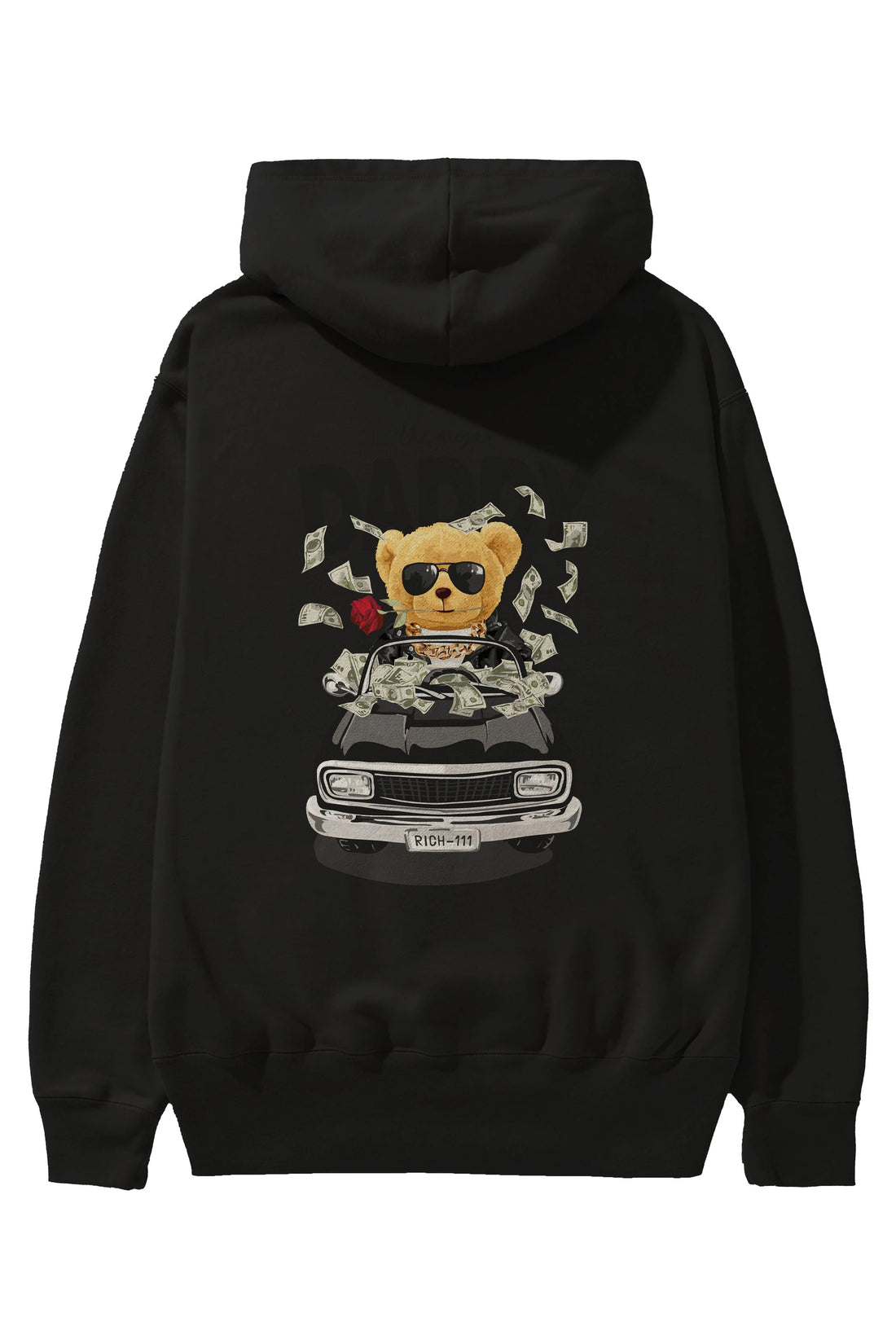 Teddy Bear Daddy Arka Baskılı Hoodie Oversize Kapüşonlu Sweatshirt Erkek Kadın Unisex