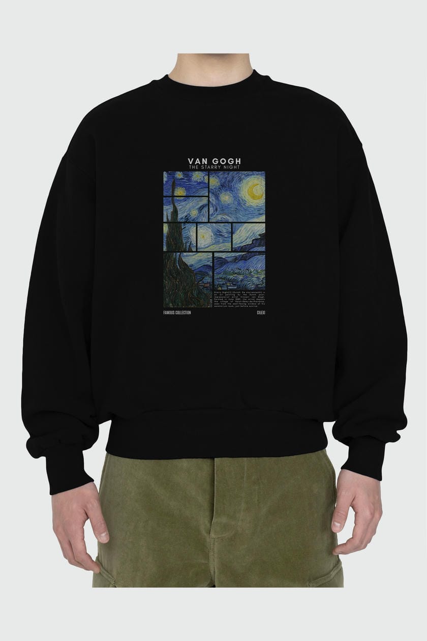 Van Gogh The Starry Night ön Baskılı Oversize Sweatshirt Erkek Kadın Unisex