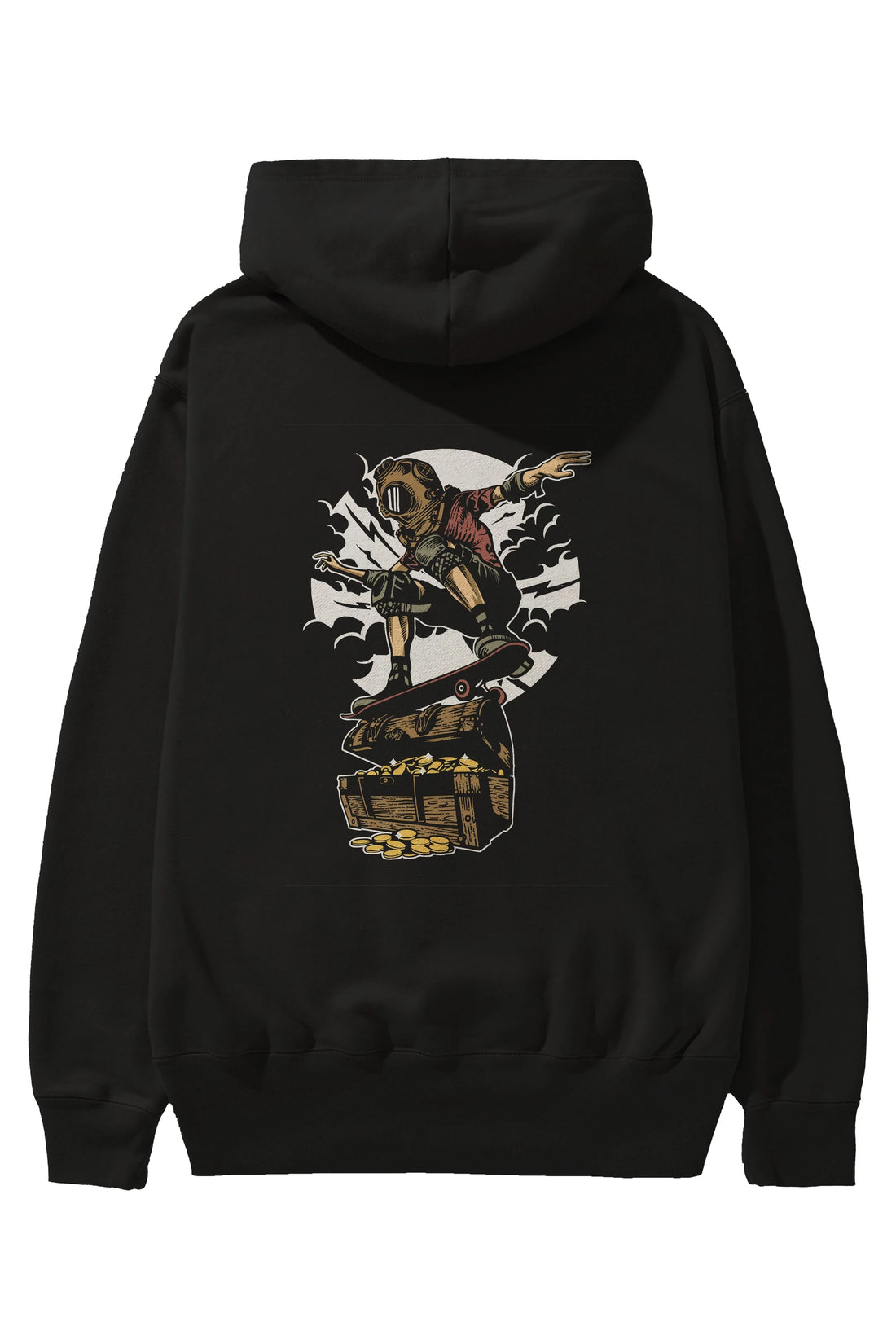 Diver Skater Treasure Arka Baskılı Hoodie Oversize Kapüşonlu Sweatshirt Erkek Kadın Unisex