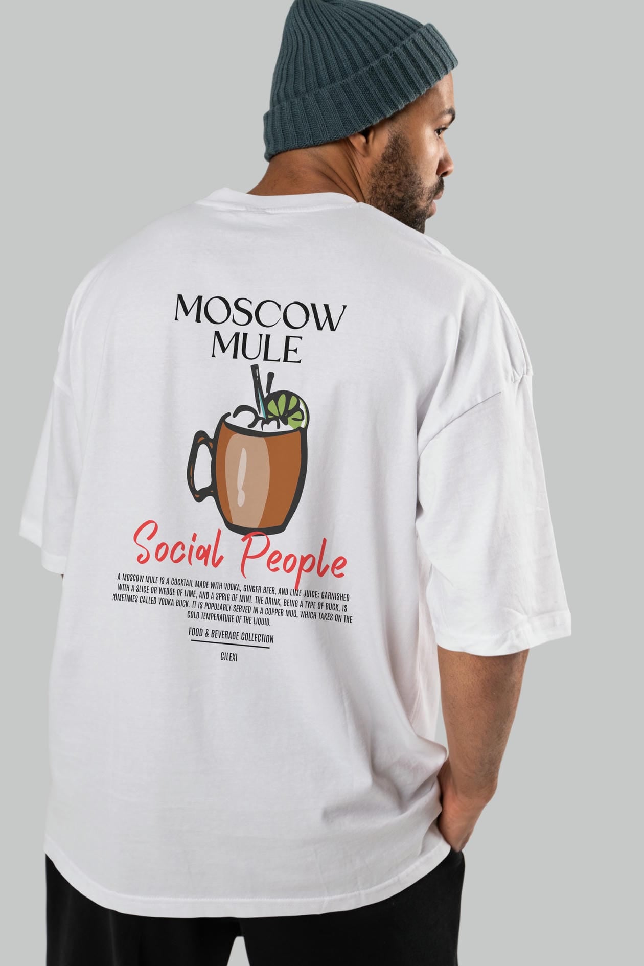Moscow Mule Kokteyl Serisi Baskılı Oversize t-shirt Erkek Kadın Unisex %100 Pamuk Bisiklet Yaka tişort