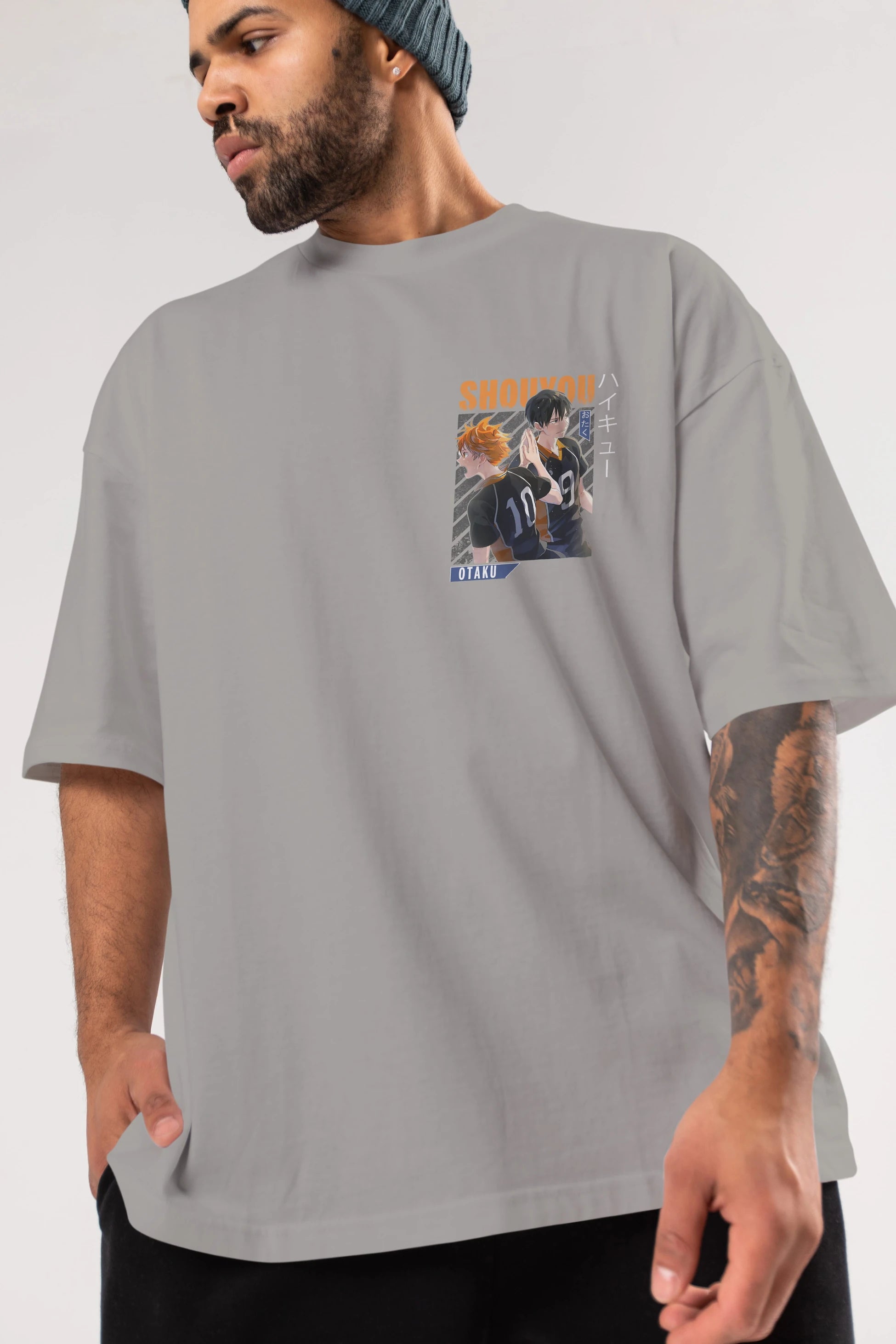 Shouyou Hinata 12 Ön Sol Baskılı Oversize t-shirt Erkek Kadın Unisex %100 Pamuk Bisiklet Yaka tişort