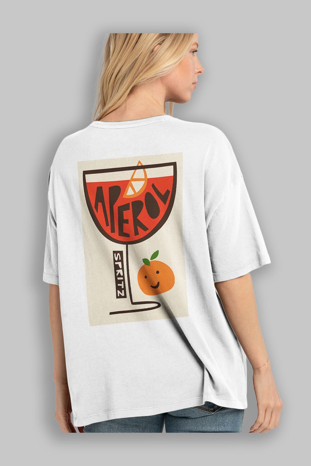 Aperol Spritz 9 Arka Baskılı Oversize t-shirt Erkek Kadın Unisex %100 Pamuk Bisiklet Yaka tişort
