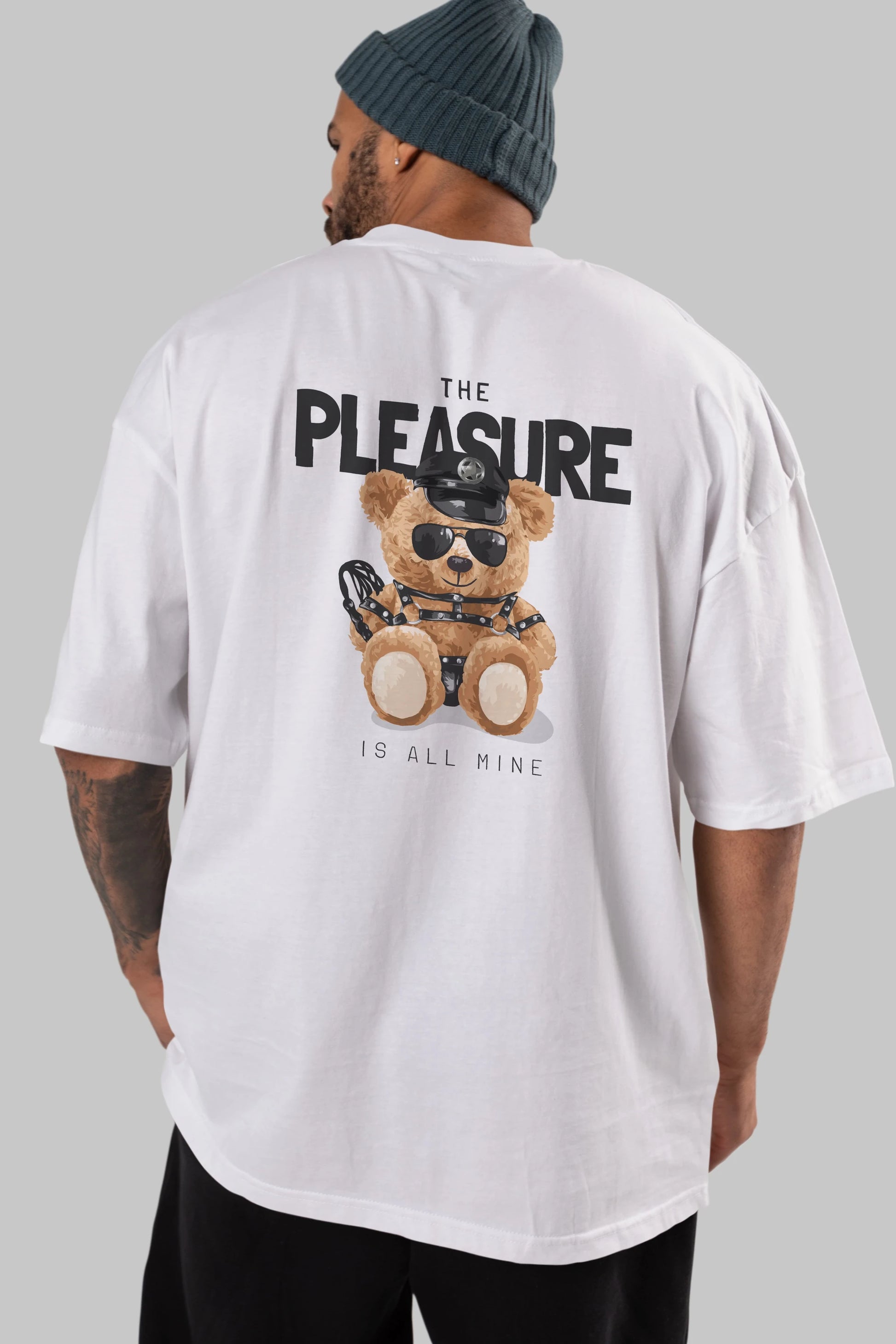 Teddy Bear The Pleasure Arka Baskılı Oversize t-shirt Erkek Kadın Unisex %100 Pamuk