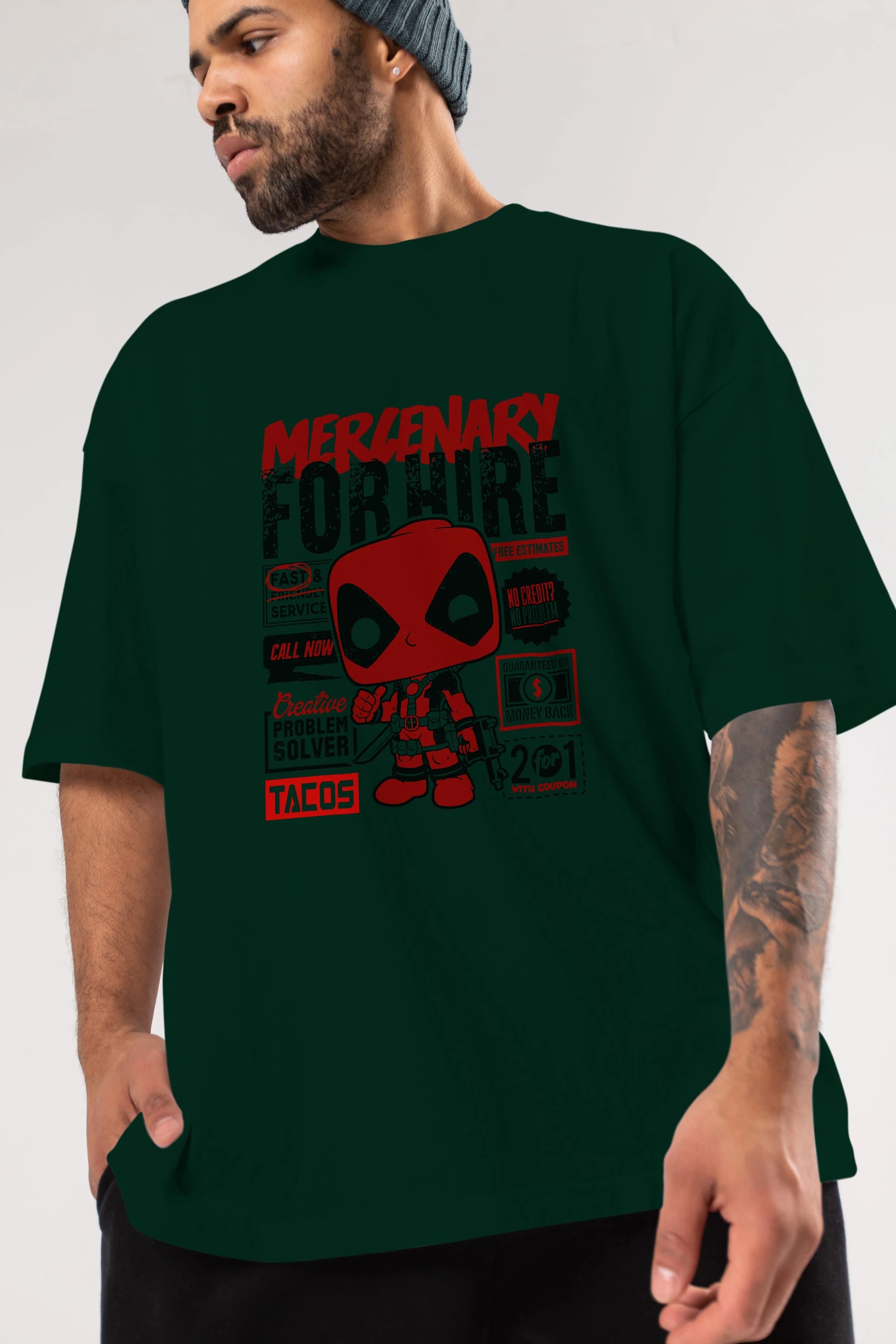 Deadpool (18) Ön Baskılı Oversize t-shirt Erkek Kadın Unisex %100 Pamuk Bisiklet Yaka tişort
