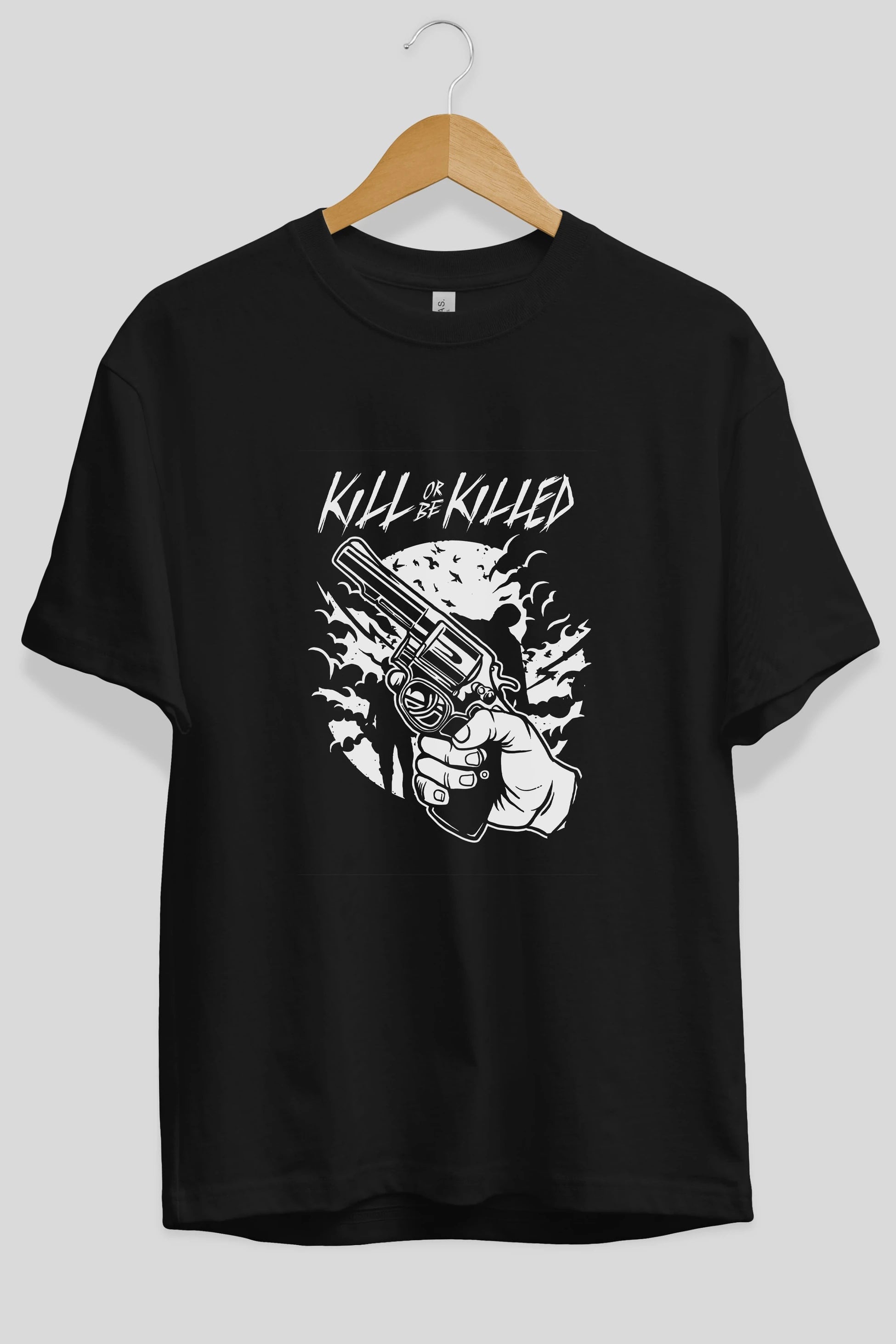 Zombie Shooter Ön Baskılı Oversize t-shirt Erkek Kadın Unisex %100 Pamuk tişort