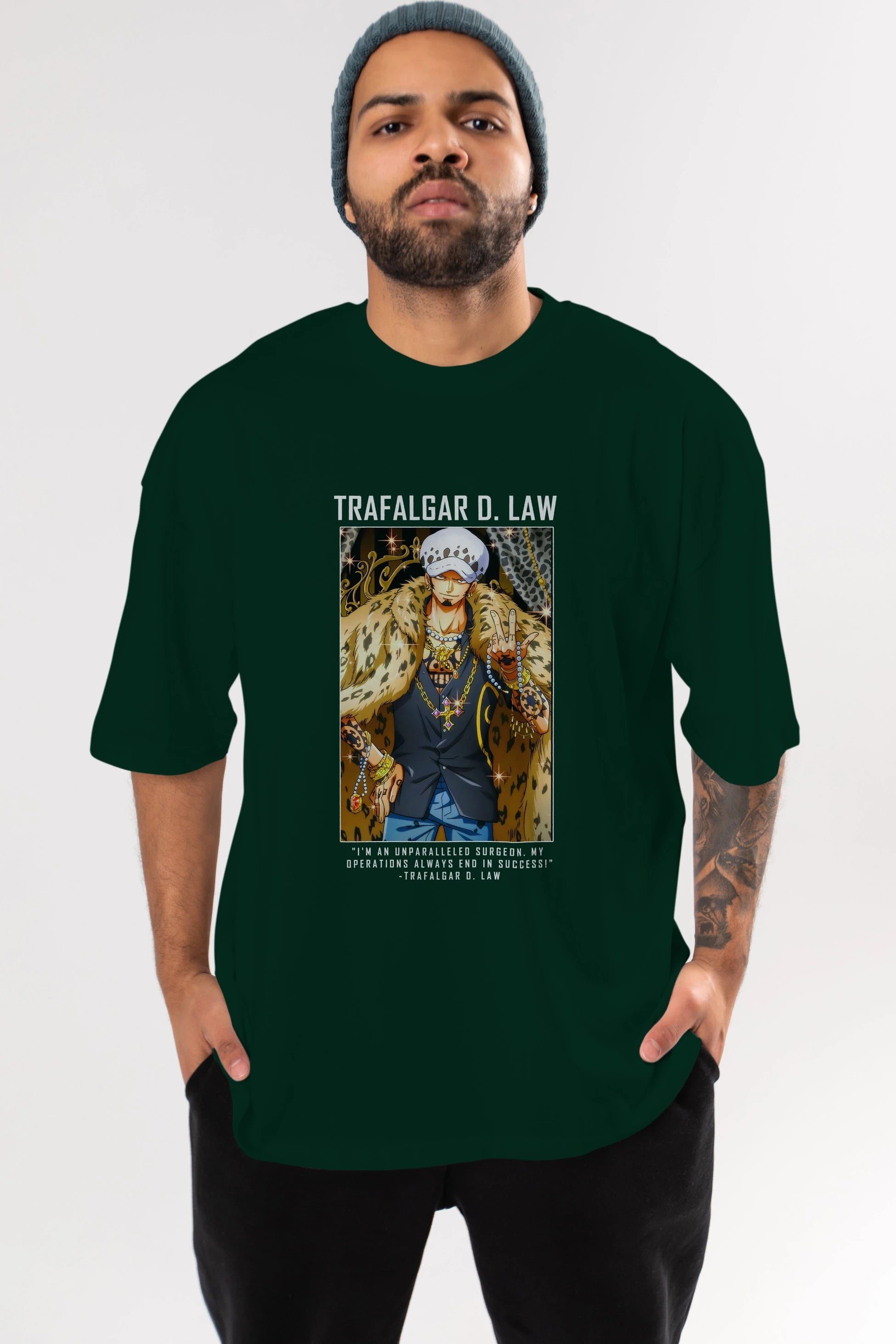 Trafalgar D. Water Law 2 Anime Ön Baskılı Oversize t-shirt Erkek Kadın Unisex