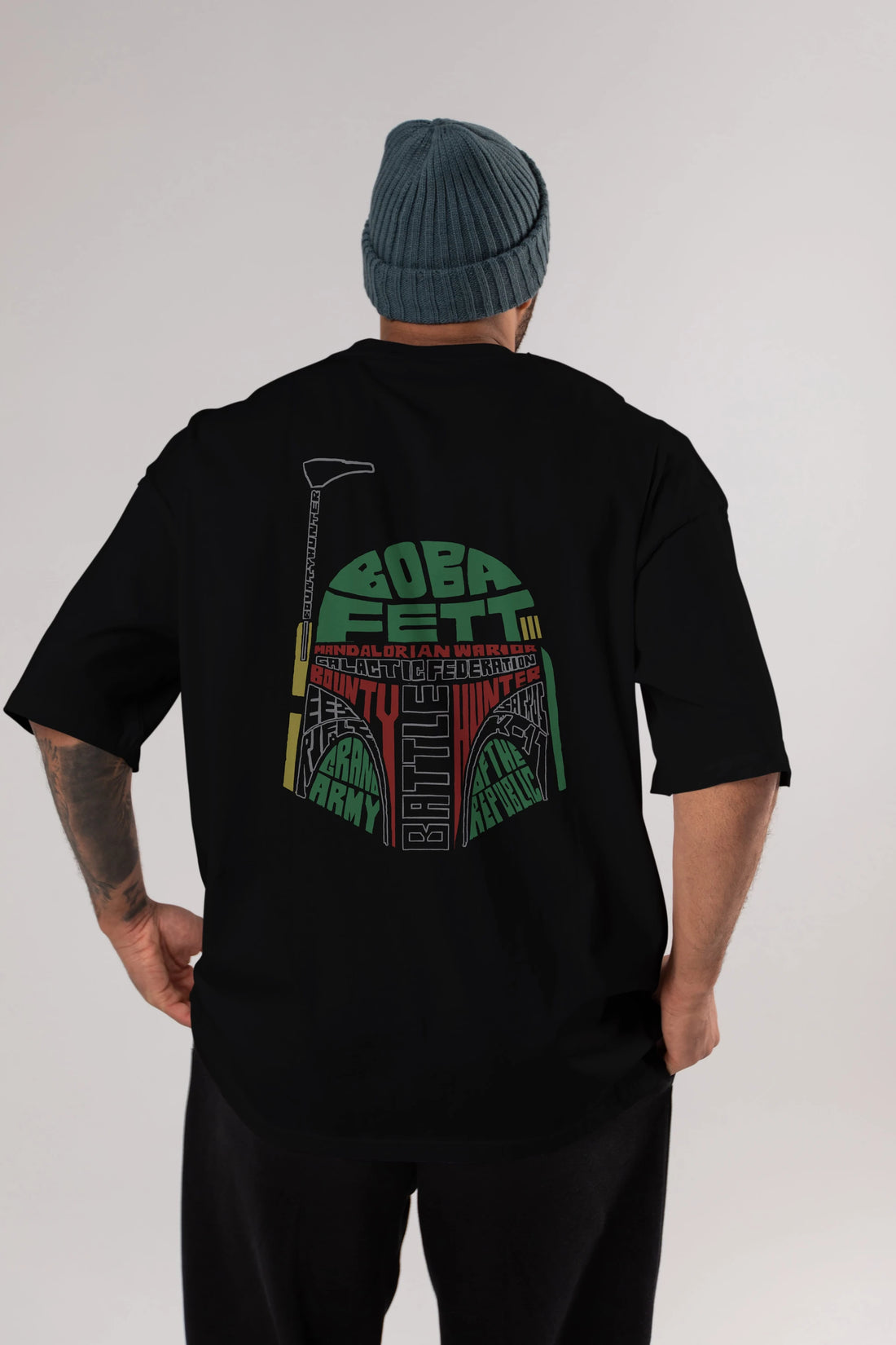 Boba Fett (2) Arka Baskılı Oversize t-shirt %100 pamuk Erkek Kadın Unisex
