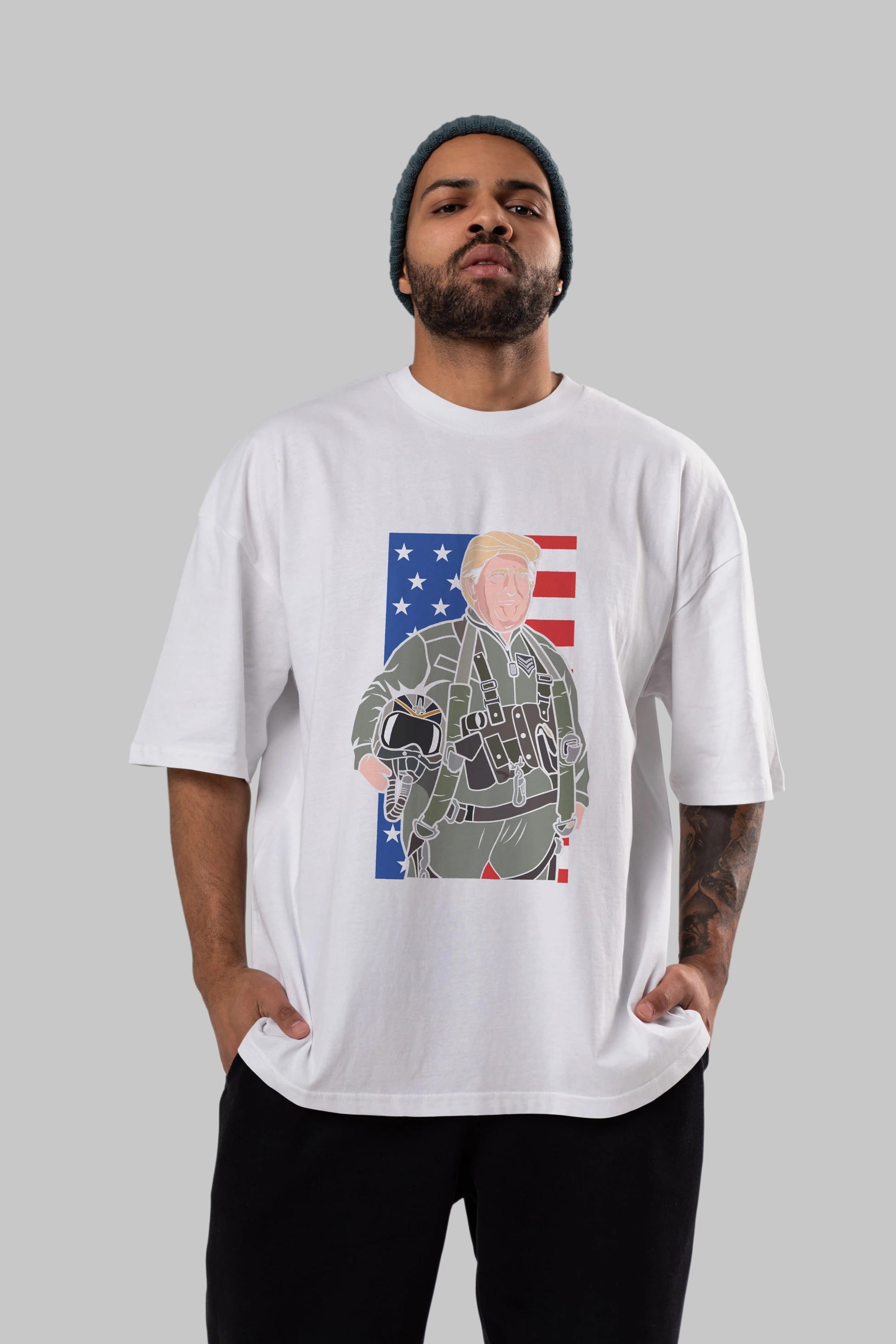 Trump Jetplane Pilot Ön Baskılı Oversize t-shirt Erkek Kadın Unisex %100 Pamuk tişort